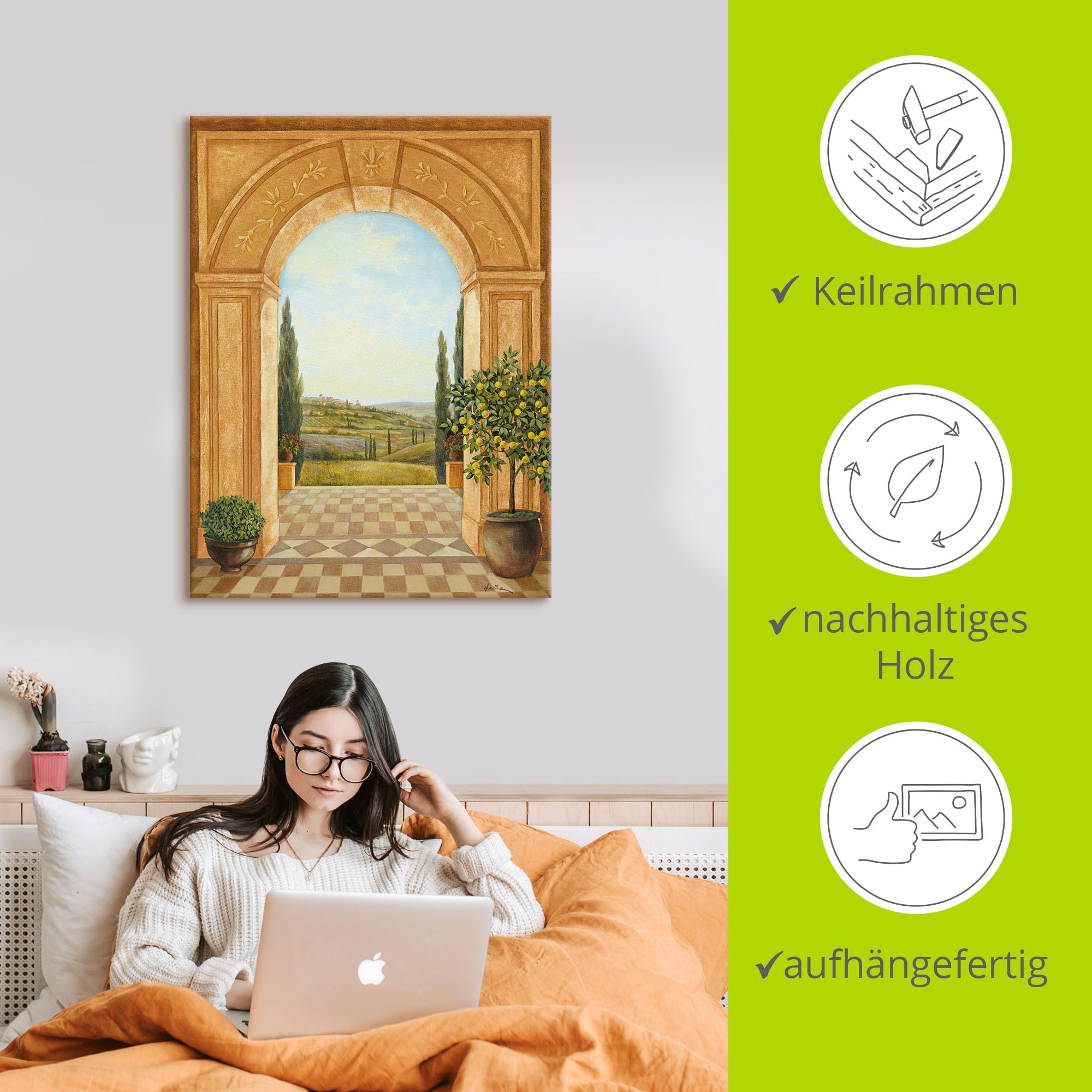 Artland Wandbild »Ausblick mit Zitronenbaum« Fensterblick 1 Stk. tlg. als Leinwandbild, Wandaufkleber in verschied. Größen