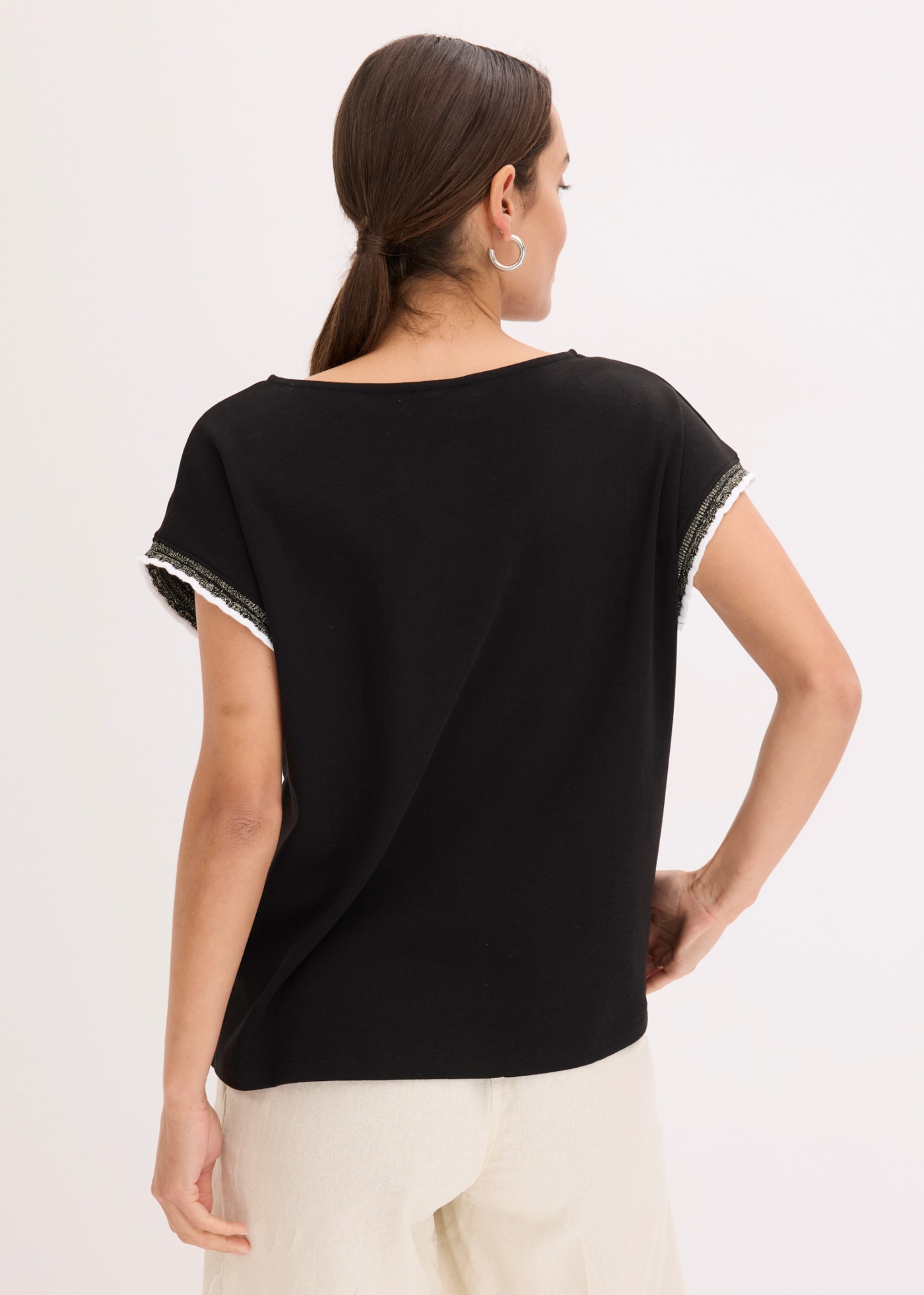 bonprix T-Shirt aus reiner Baumwolle, lässige Passform, Kurzarm-Design