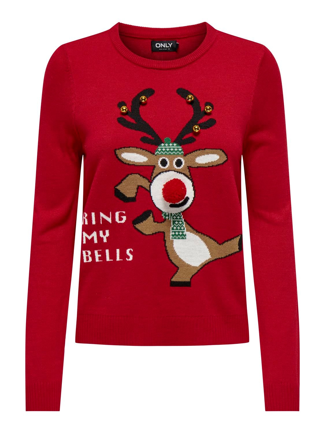 ONLY Weihnachtspullover »ONLXMAS LS O-NECK MIX DETAIL BOX KNT«