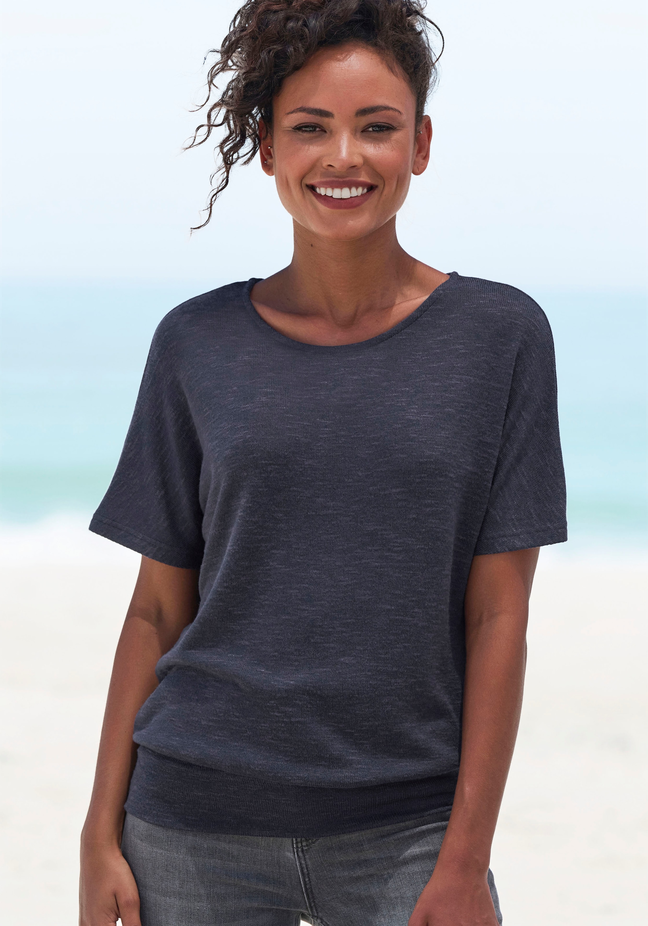 Vivance Kurzarmshirt »mit breitem Bund« aus weichem Viskose-Feinstrick