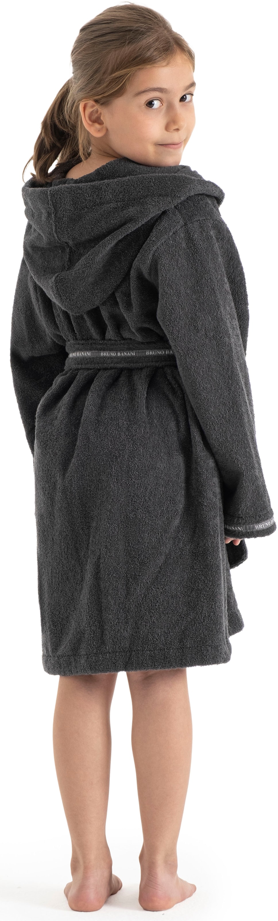 Bruno Banani Kinderbademantel »Danny, Ideal für Zuhause, Schwimmbad oder im Urlaub«, (1 St.), mit Logostreifen, aus 100% Baumwolle
