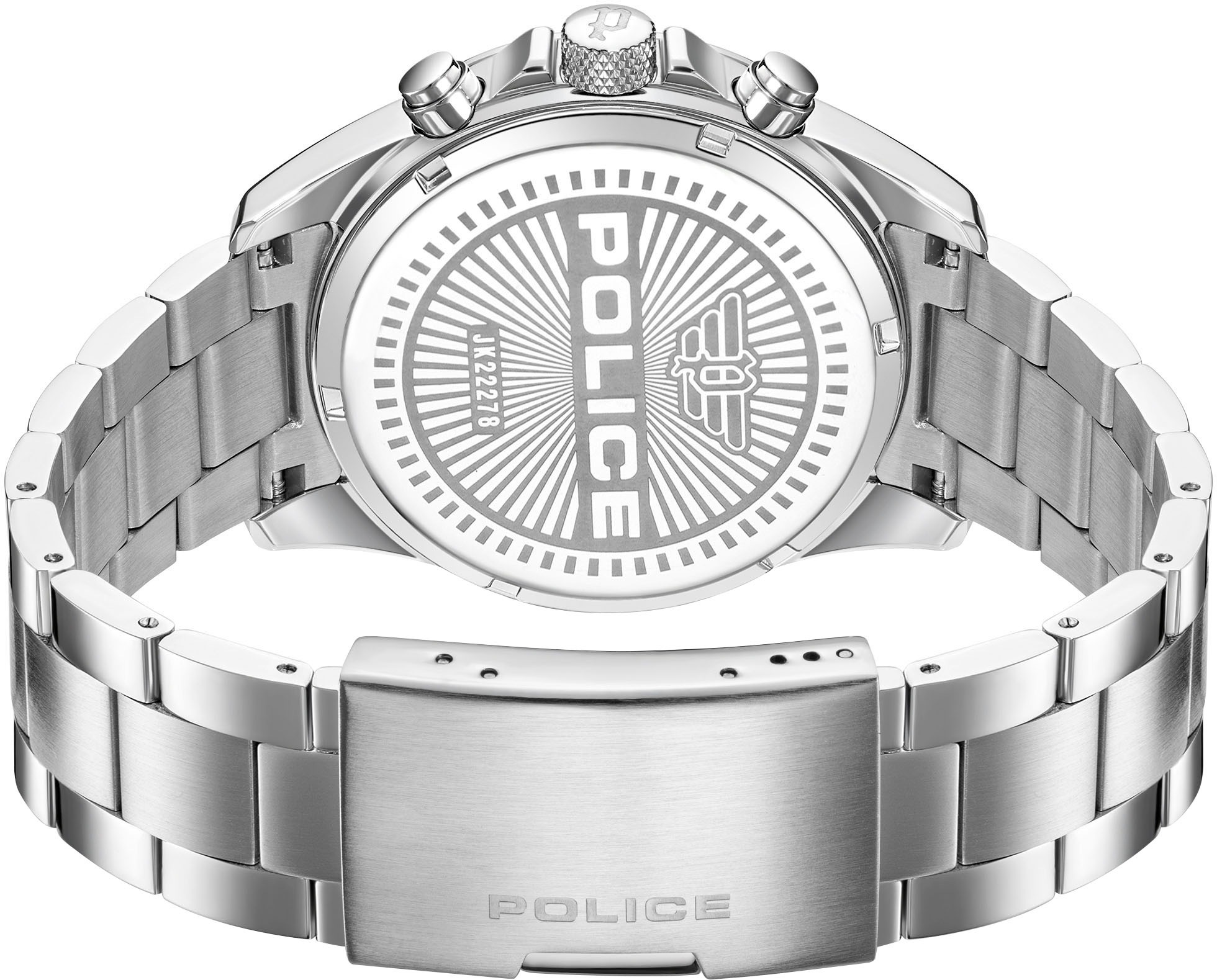 Police »DEFENDER« Quarzuhr, Armbanduhr, Herrenuhr, Edelstahlarmband, analog