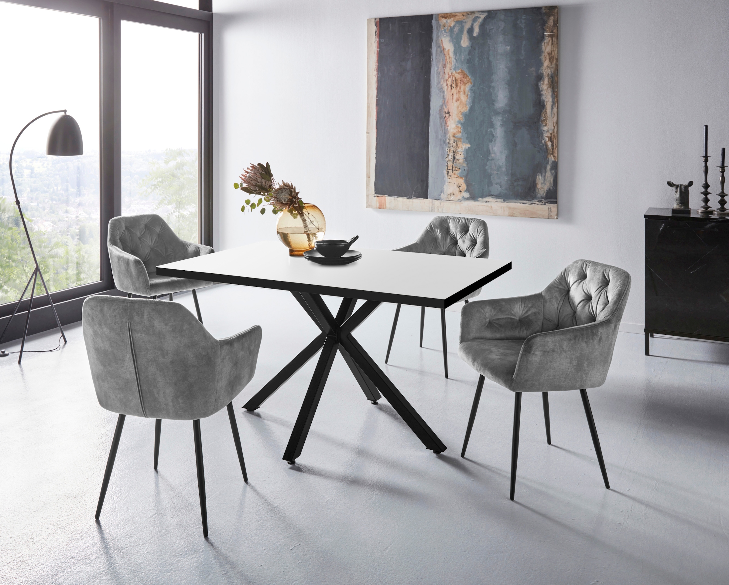 HELA Essgruppe »CLEO Tischgruppe Bestseller«, (Set, 5 tlg., 1 Tisch / 4 Stühle), Schalenstühle Tisch Wohnzimmer Esszimmer