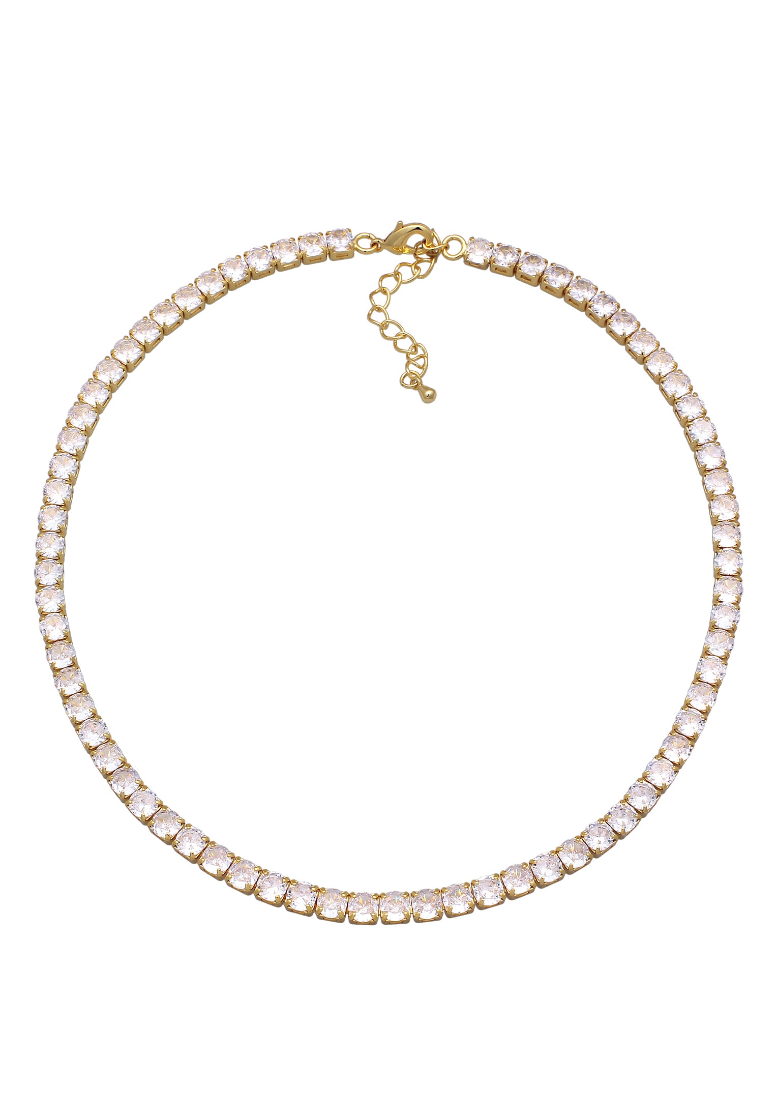 Elli Silberkette »Halskette Zirkonia Glamouröse Collier Goldfarben«