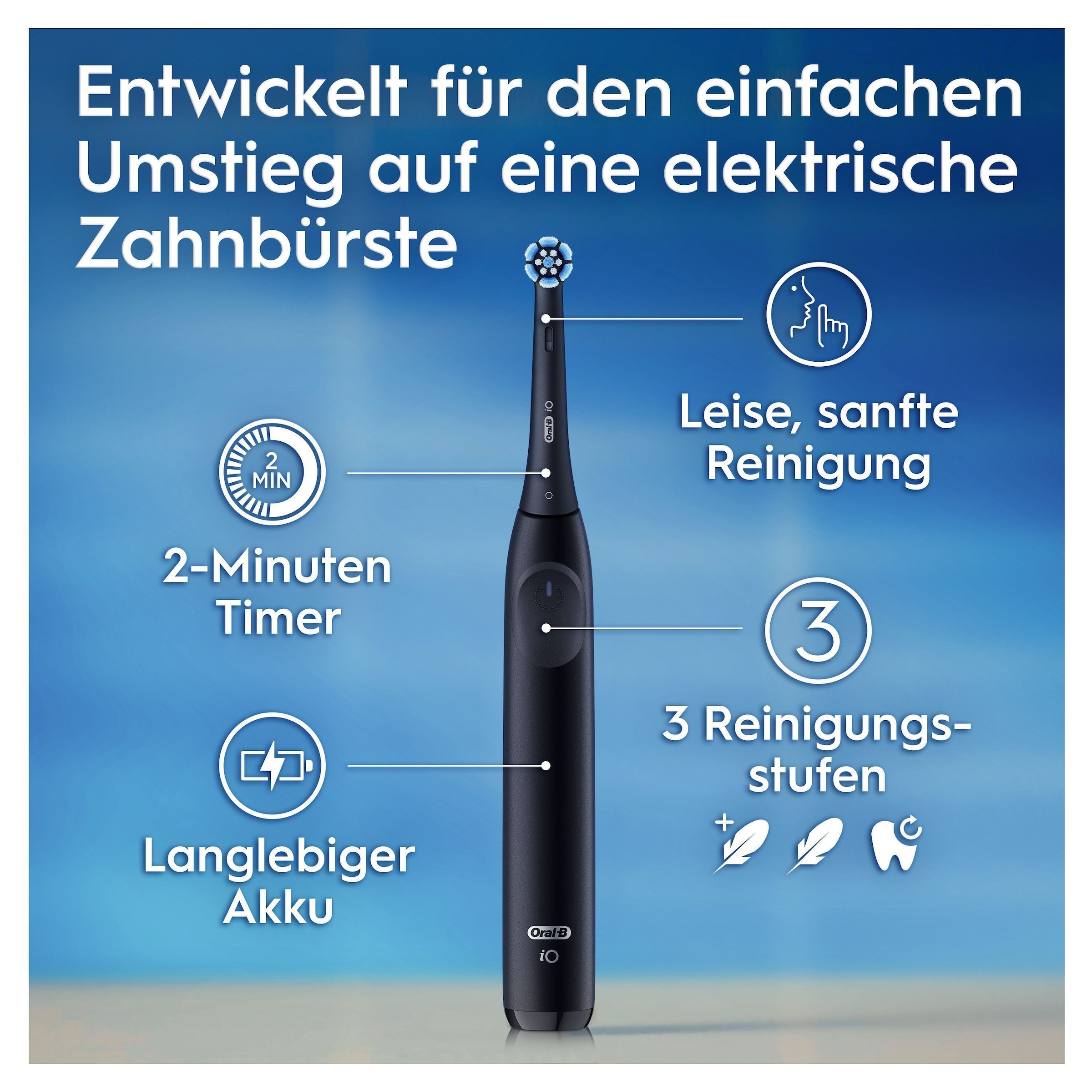 Oral-B Elektrische Zahnbürste »iO Series 2«, 2 St. Aufsteckbürsten, für die sanfte Reinigung, mit 2. Handstück