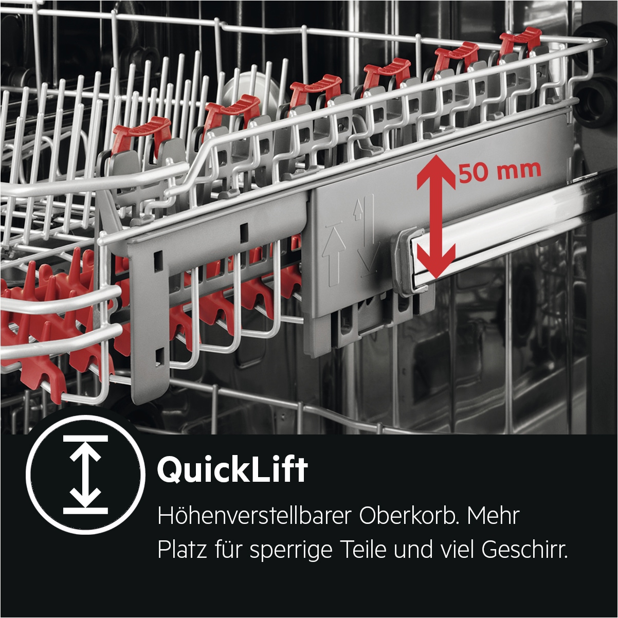 AEG Unterbaugeschirrspüler 7000 »FUS7676APM«, 14 Maßgedecke, SoftSpikes & SoftGrips: Sicherer Halt für deine Gläser