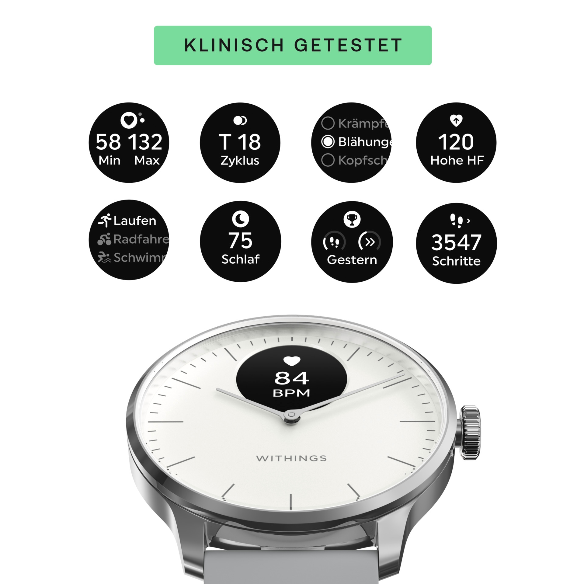 Withings Smartwatch »ScanWatch Light«, (1,6 cm / 0,63 Zoll),)