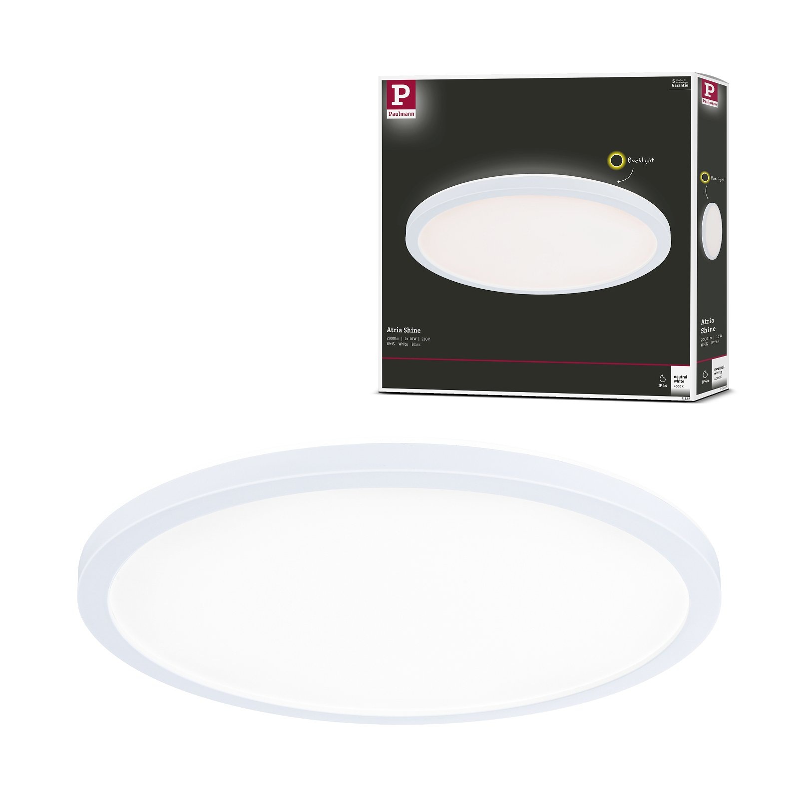 Paulmann LED Panel »Atria Shine IP20 rund 293mm 16W 2000lm 4000K«, 1 flammig, Backlight