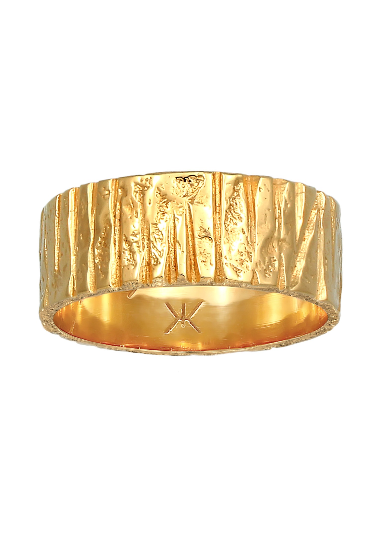 Kuzzoi Silberring »Ring Bandring Breit Struktur Gehämmert 925 Silber«