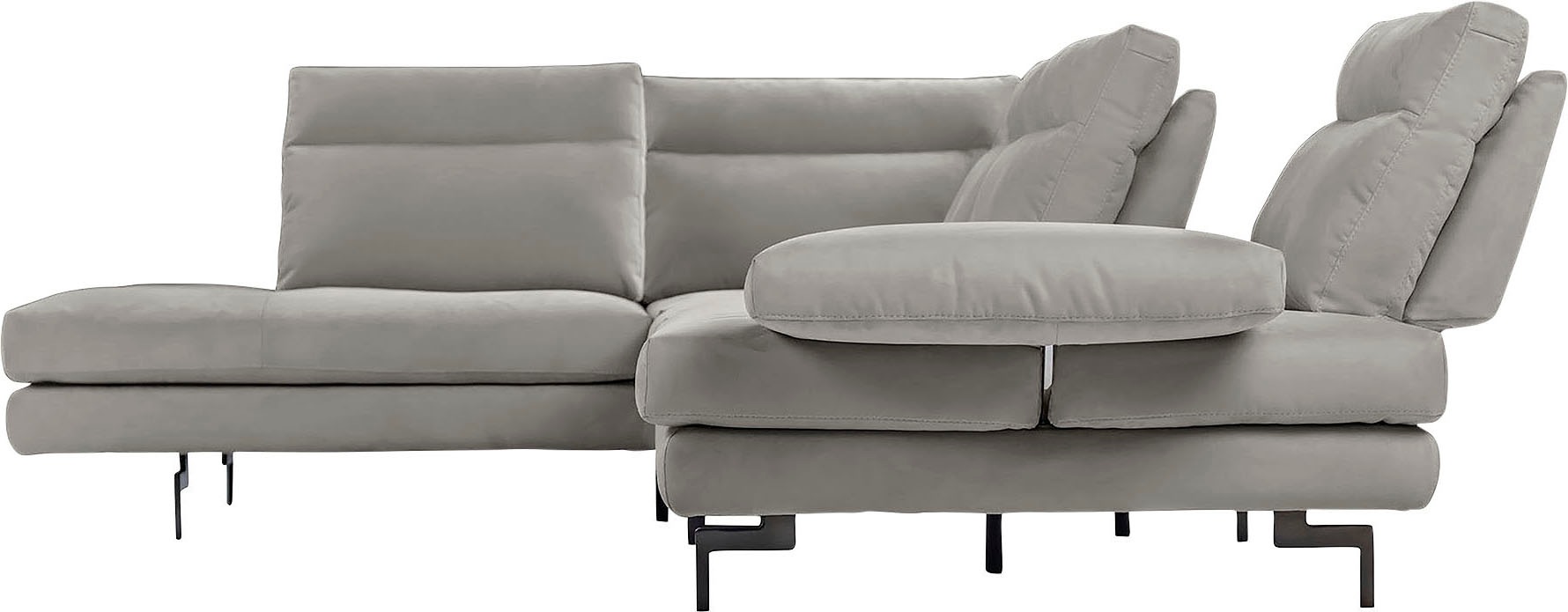 CALIA ITALIA Ecksofa »Toby Wing, L-Form, Designsofa mit sensationellem Sitzkomfort«, Sitztiefenverstellung, funktionale Ecke, Füße in schwarz matt