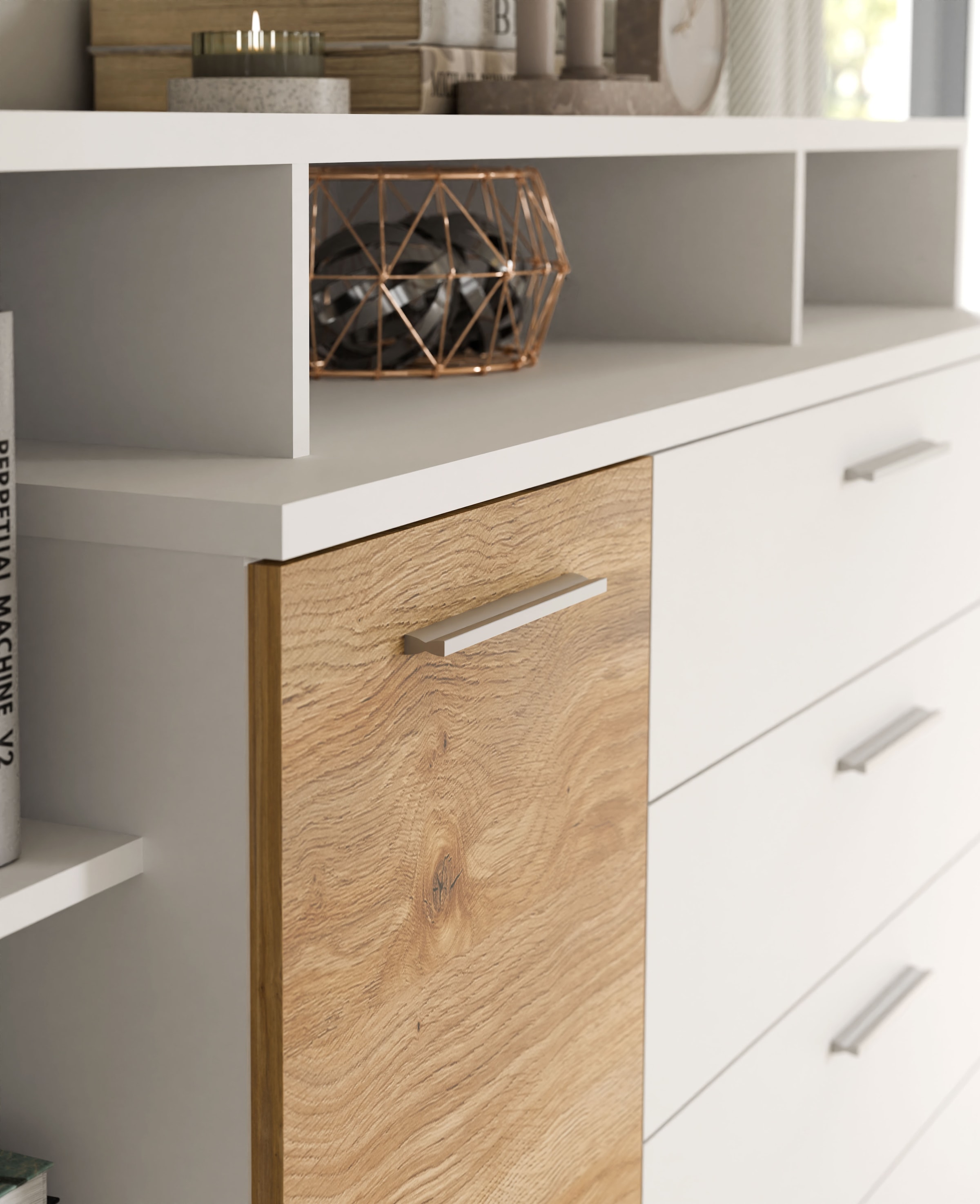 FORTE Kombikommode »MAYACUS«, modernes Sideboard, Stauraum, 4 Schubkästen, trendiges Dekor
