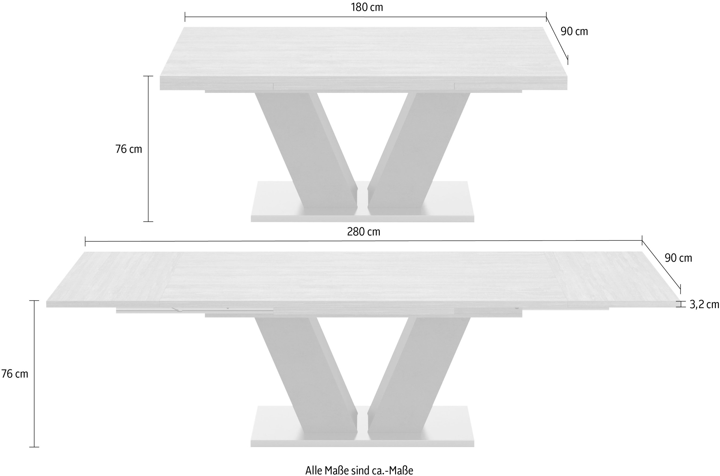 Mäusbacher Esstisch »Komfort D«, mit V-Gestell in graphit und mit  Auszugsfunktion, Breite 180-280 cm bequem kaufen