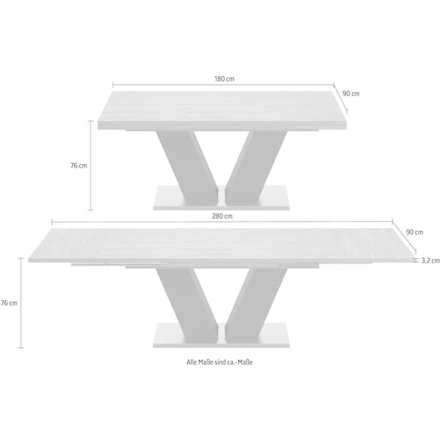 Mäusbacher Esstisch »Komfort D«, mit V-Gestell in graphit und mit  Auszugsfunktion, Breite 180-280 cm bequem kaufen