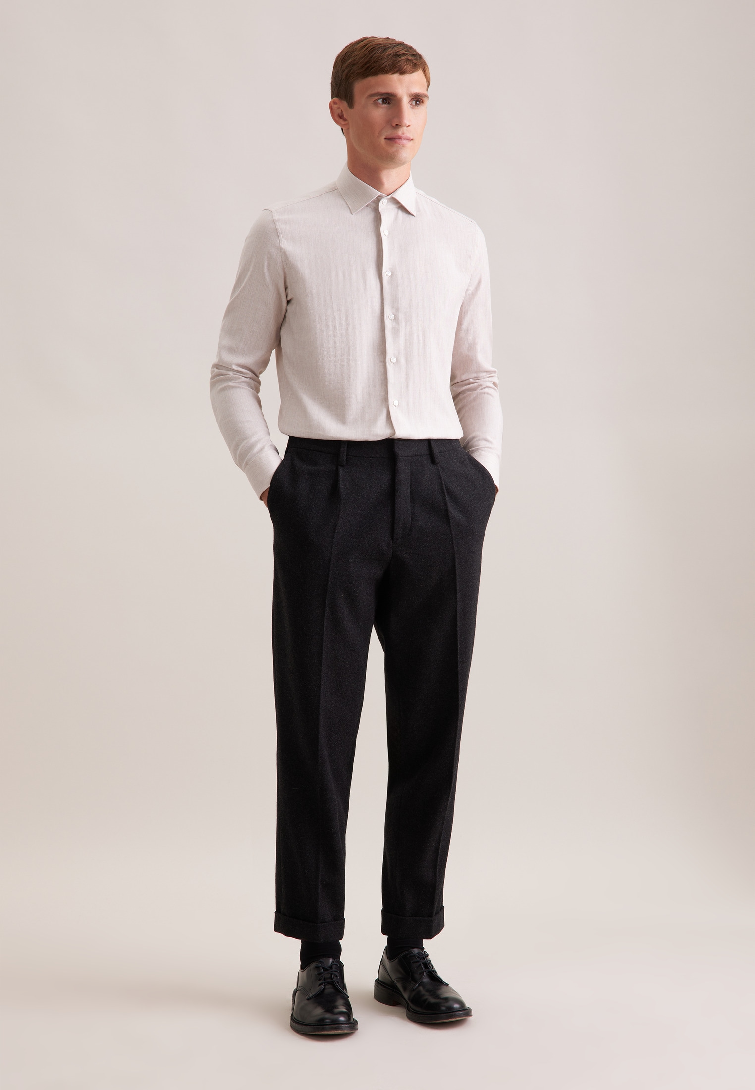 seidensticker Flanellhemd »Schwarze Rose« Shaped 1/1 Kentkragen Fischgrat