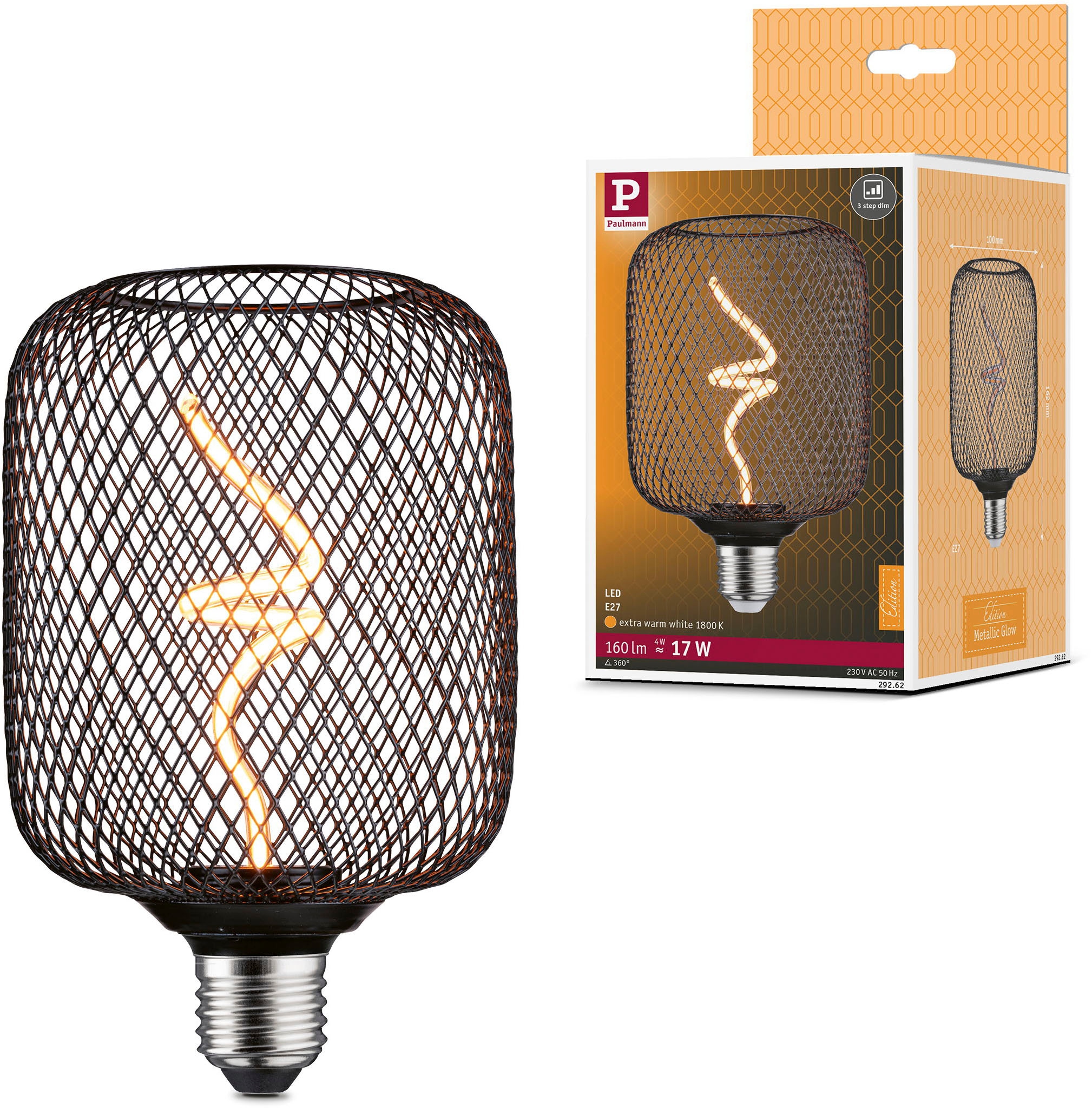 Paulmann, LED-Leuchtmittel »Metallic Glow Standard 230V LED Leuchtmittel Zyl dimmbar Schwarz« E27 1 Stk., schwarz, schwarz