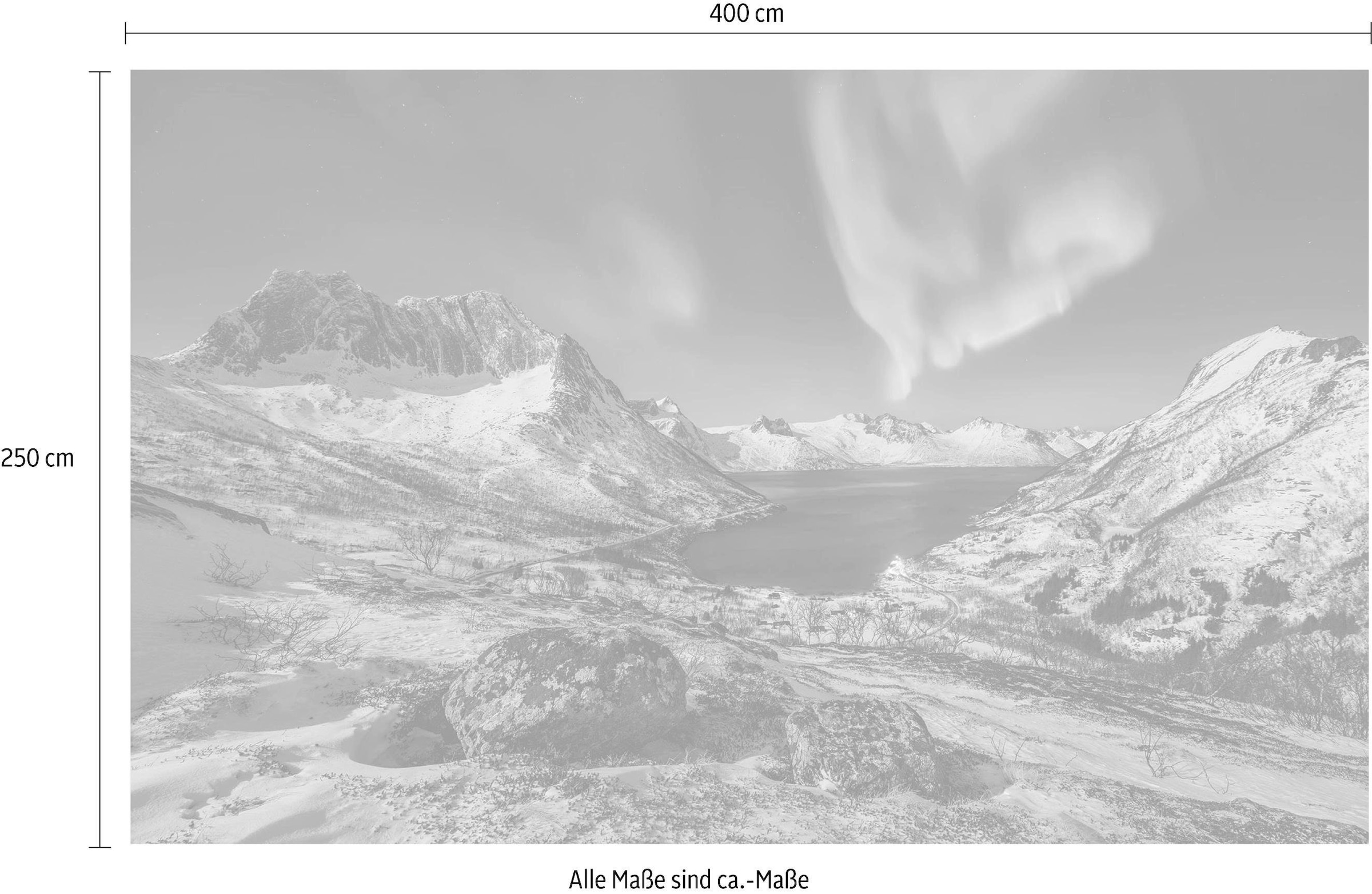 Komar Vliestapete »Digitaldruck Vlies - I LOVE Norway - Größe 400 x 250 cm«, bedruckt, Wohnzimmer, Schlafzimmer