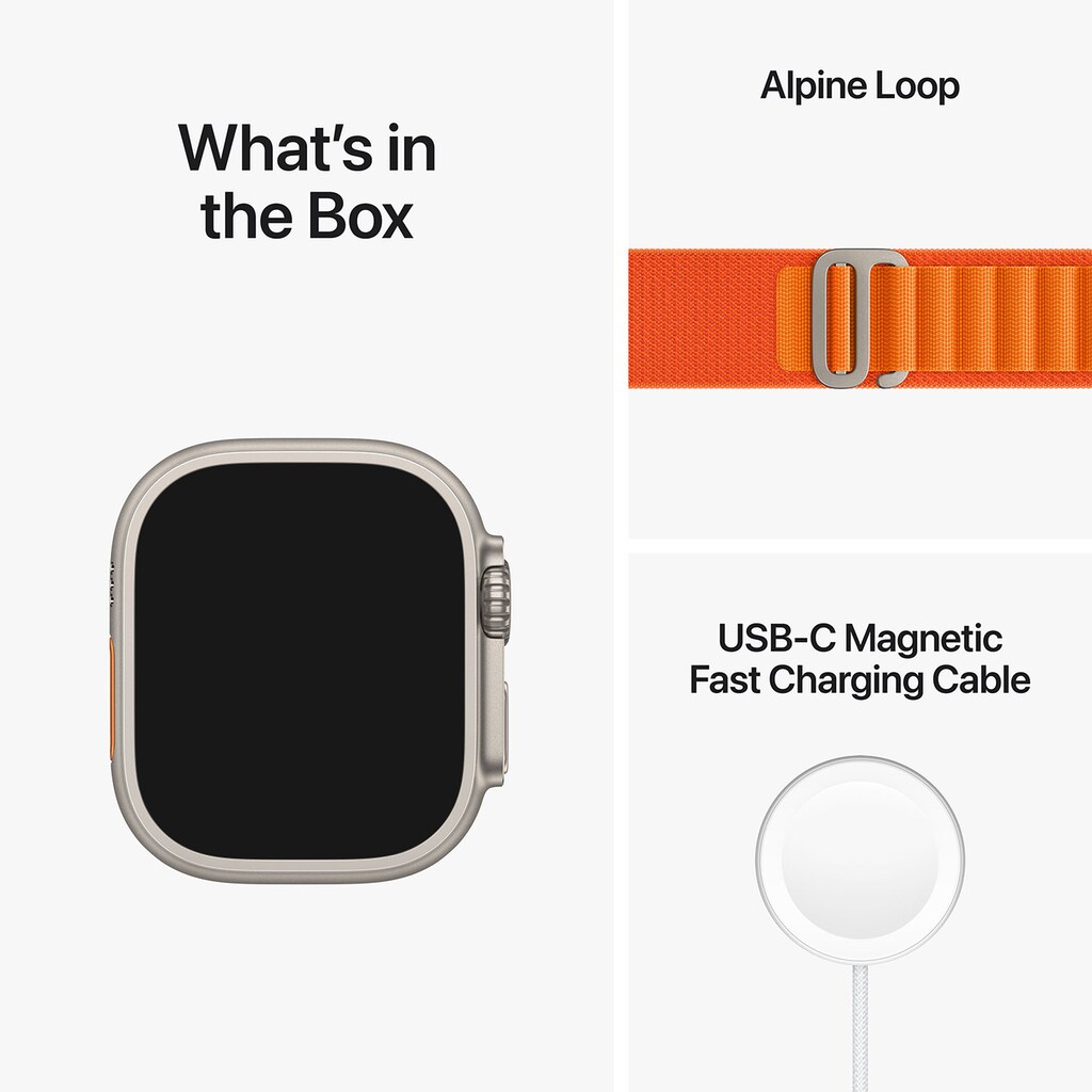Apple Watch Ultra GPS + Cellular, Titan, 49mm Alpinarmband, medium, orange