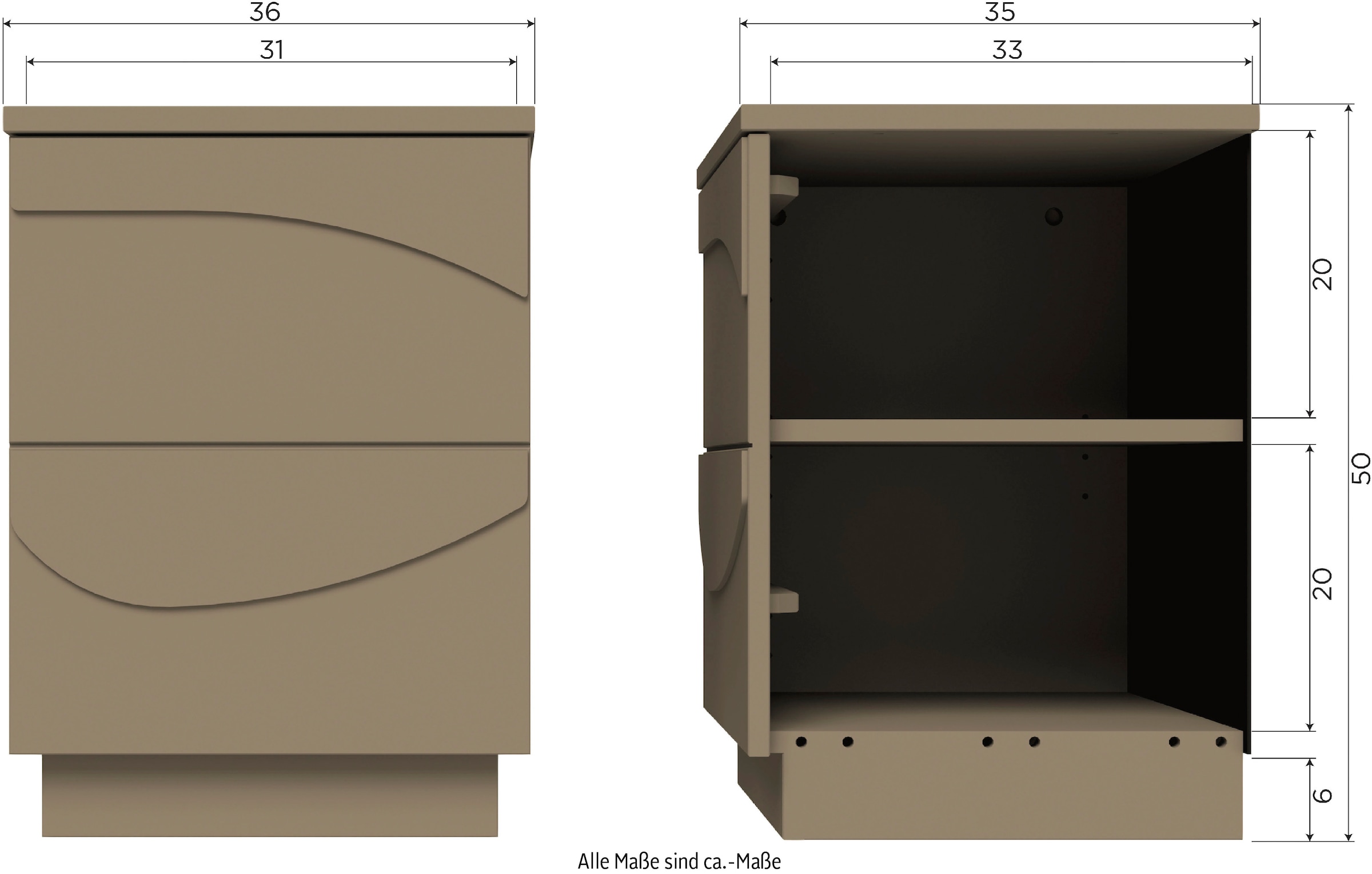 WOOOD Nachtschrank »Teo«, H 50 cm x B 36 cm x T 30 cm