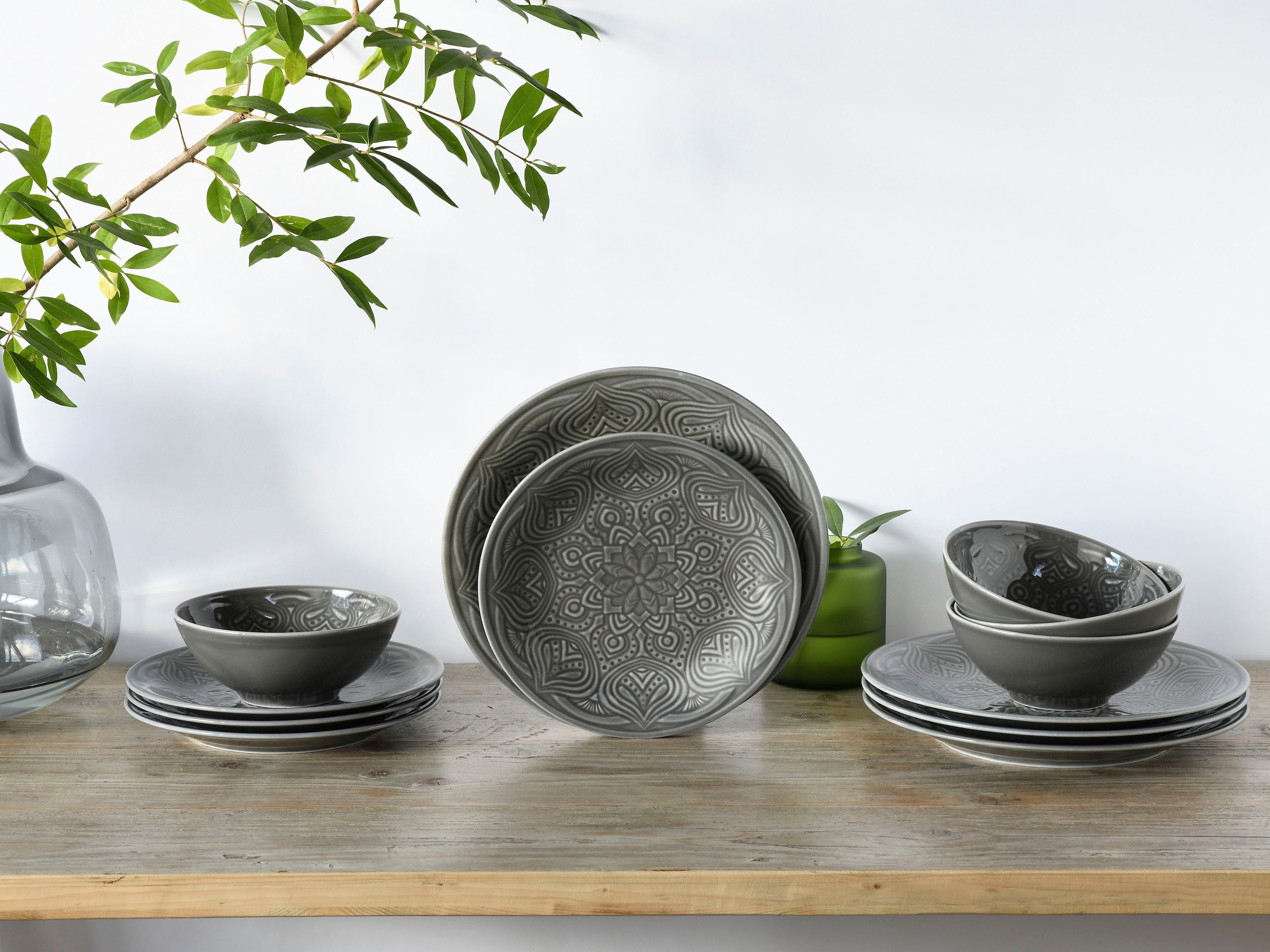 CreaTable Teller-Set »Orient Mandala«, (Set, 12 tlg.), Speiseteller, Dessertteller und Schalen im Set