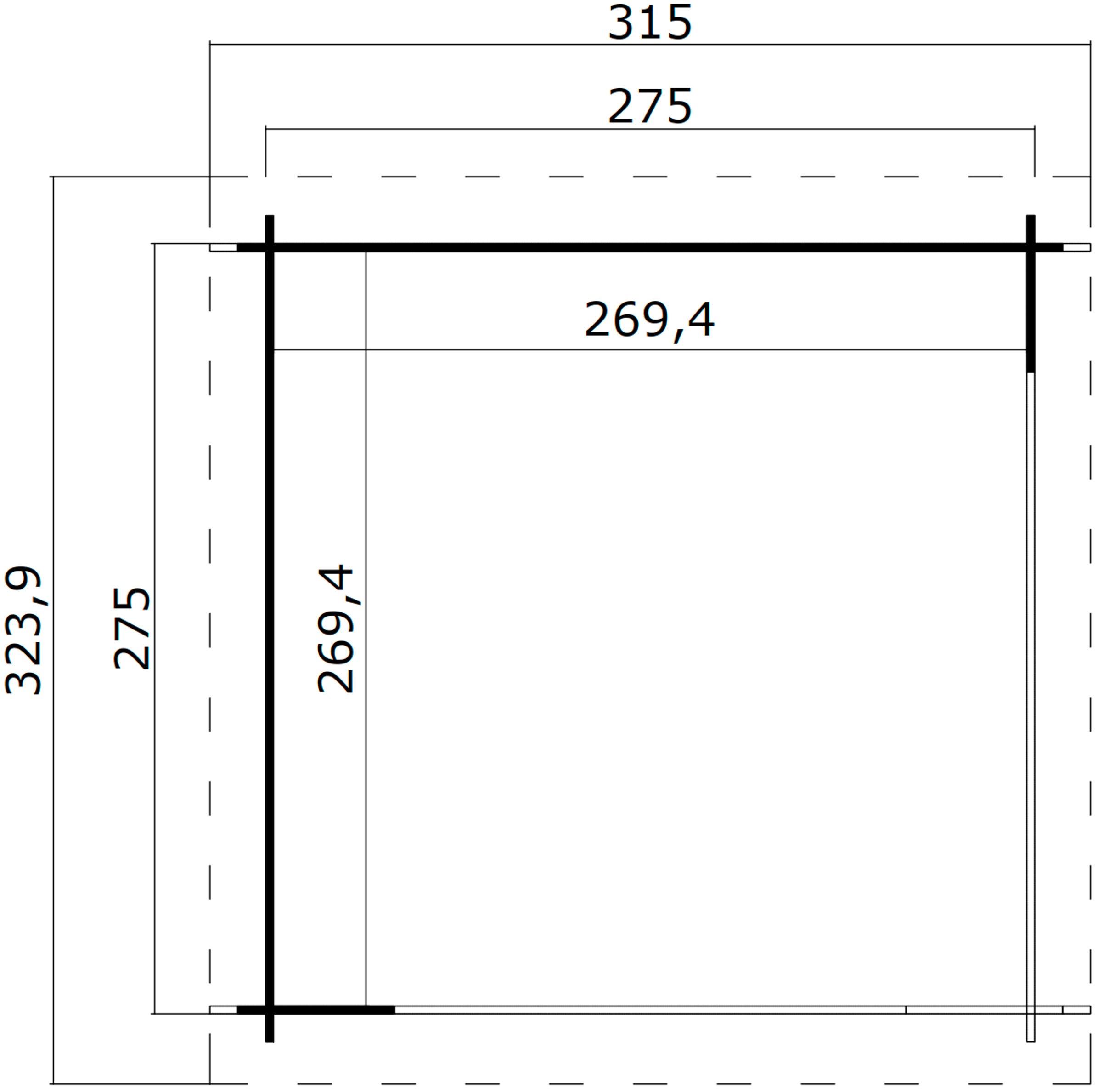 LASITA MAJA Gartenhaus »Unterstand/Lounge Buffalo 275«, Unterstand / Lounge 28mm, Fundamentmass 2750x2750, Schwedenrot
