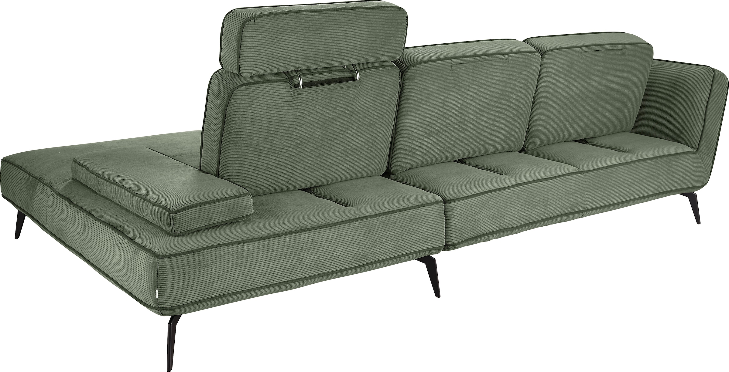 set one by Musterring Ecksofa »SO 4500, Füße schwarz matt, inkl Schwenkrückenfunktion, Cord, L-Form«, wahlweise mit Kopfstütze/Armteilverstellung/Rückenneigung