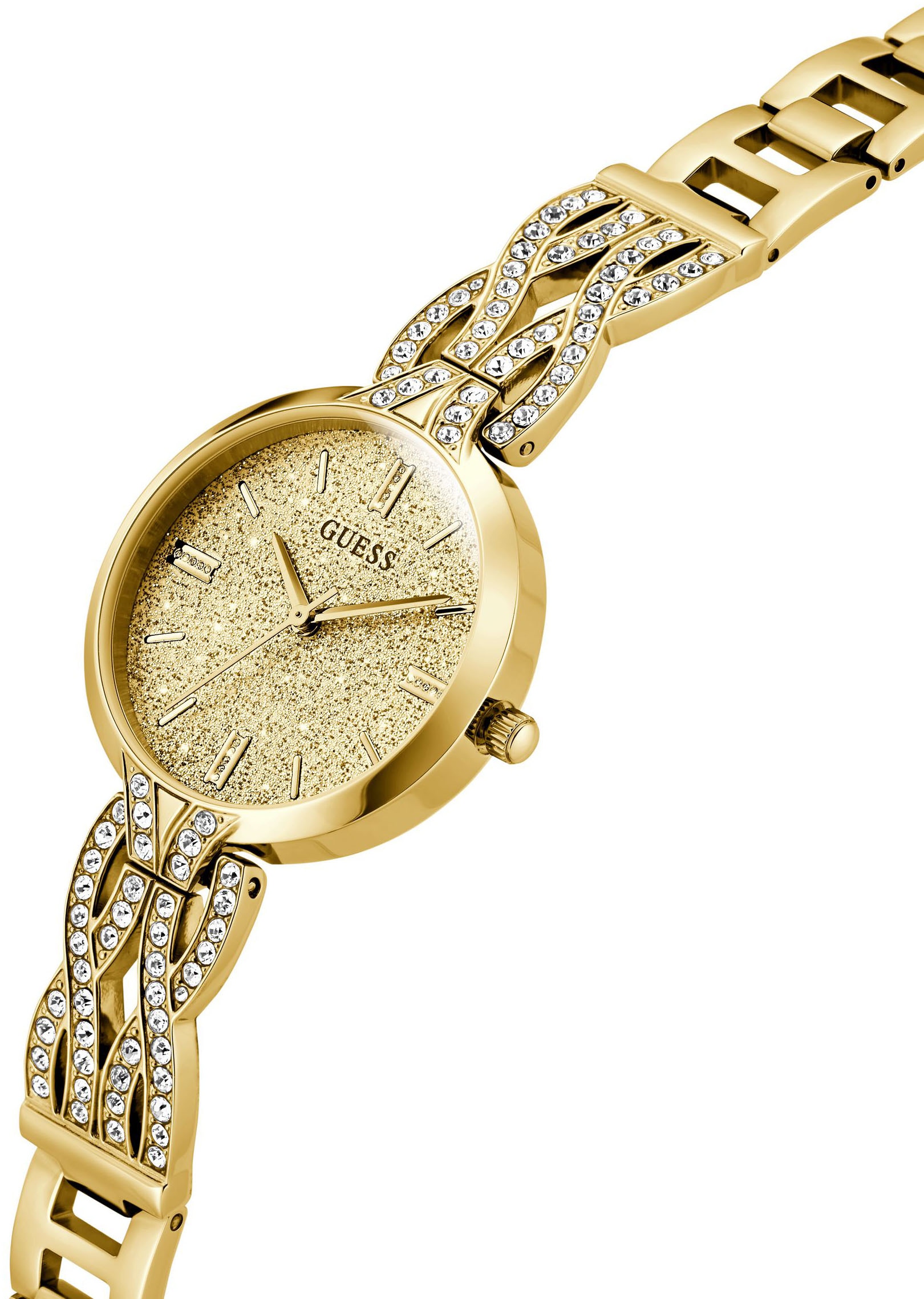 Guess Quarzuhr »CORAL« Armbanduhr, Damenuhr, Edelstahlarmband