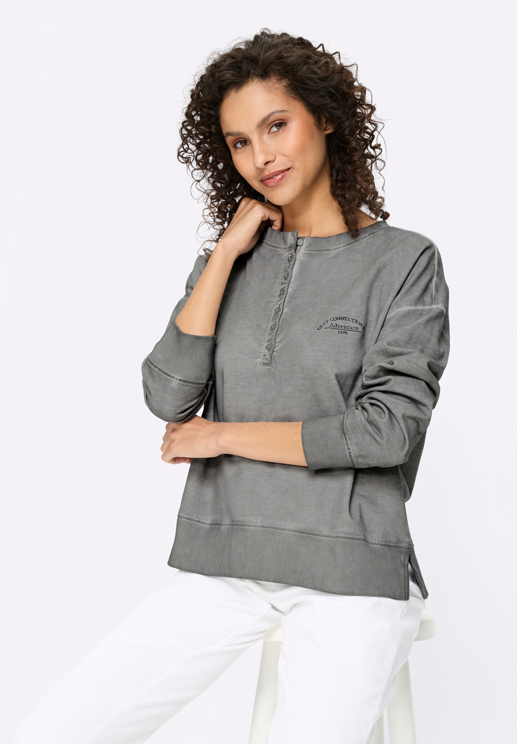 heine Sweatshirt »Sweatshirt Sweatshirt mit Oil-dyed-Waschung«
