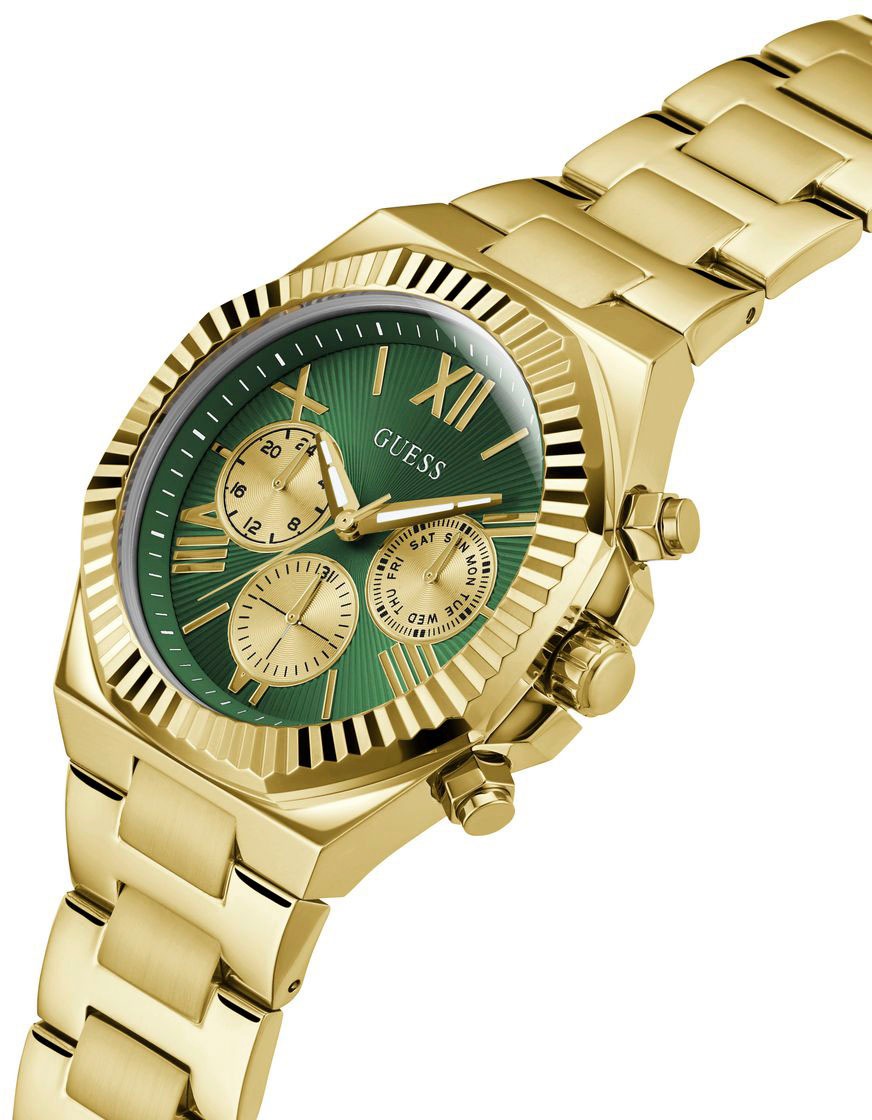 Guess Multifunktionsuhr »EQUITY«, Armbanduhr, Quarzuhr, Herrenuhr, Edelstahlarmband