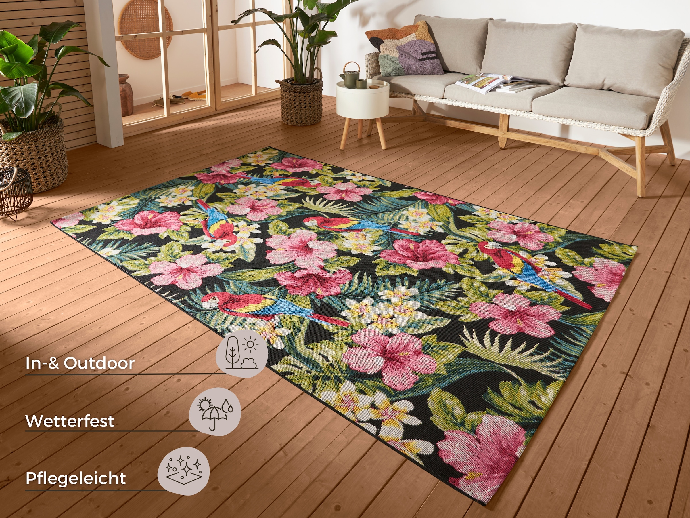 HANSE Home Outdoorteppich »Tropical Feeling«, rechteckig, In-& Outdoor, Teppich, Wetterfest, Balkon, Garten, Wohnzimmer, Floral