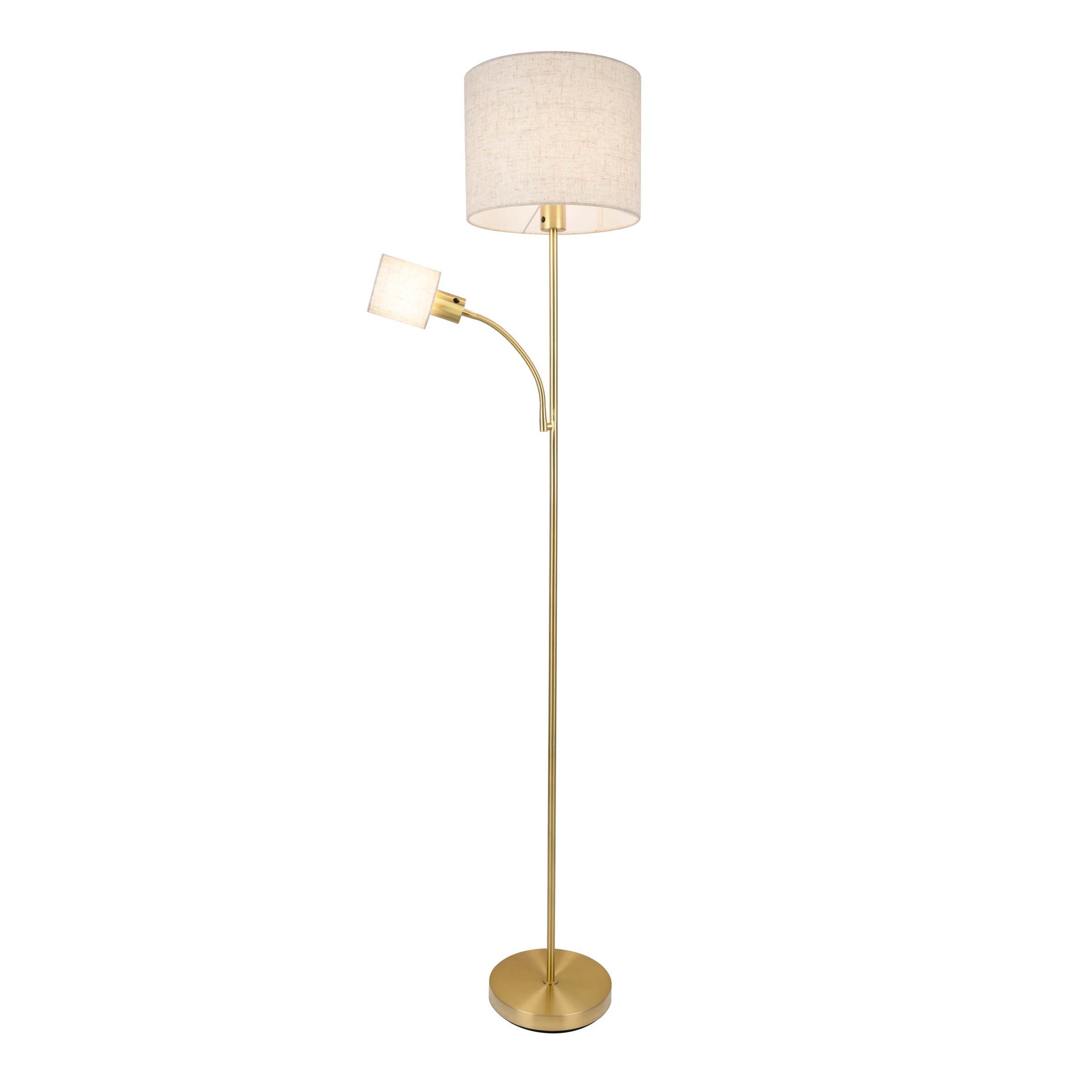 näve Stehlampe »Filomena« E14 | E27 1 Stk. Schirm braun, inkl. Lesearm, inkl. Druckschalter, H: 165cm