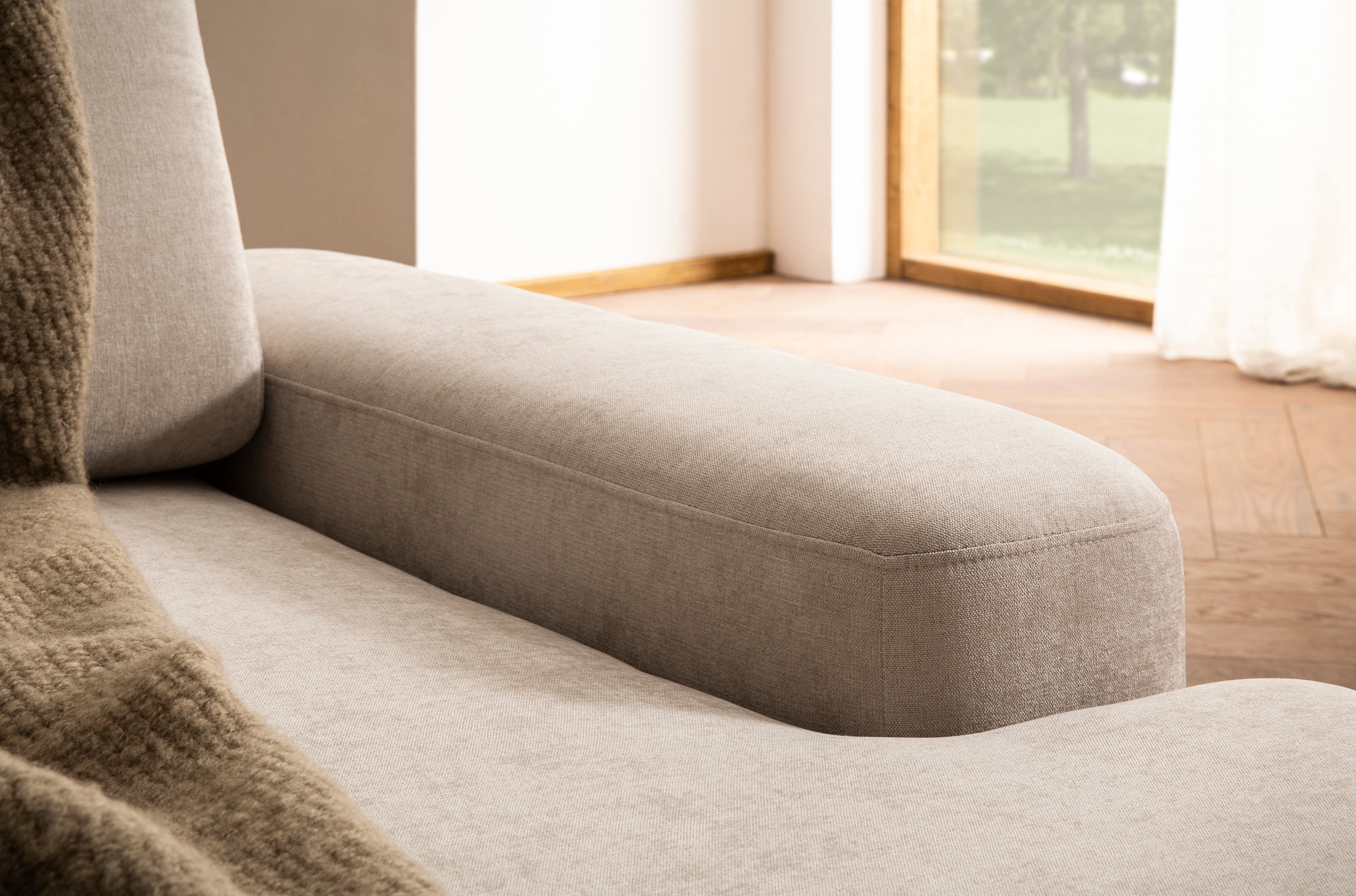 INOSIGN Ecksofa »TORGE (264cm), Schlafsofa in Cord, Samtvelours o Struktur fein, L-Form«, Schlaffunktion, Bettkasten, Liegefläche: 125/210 cm