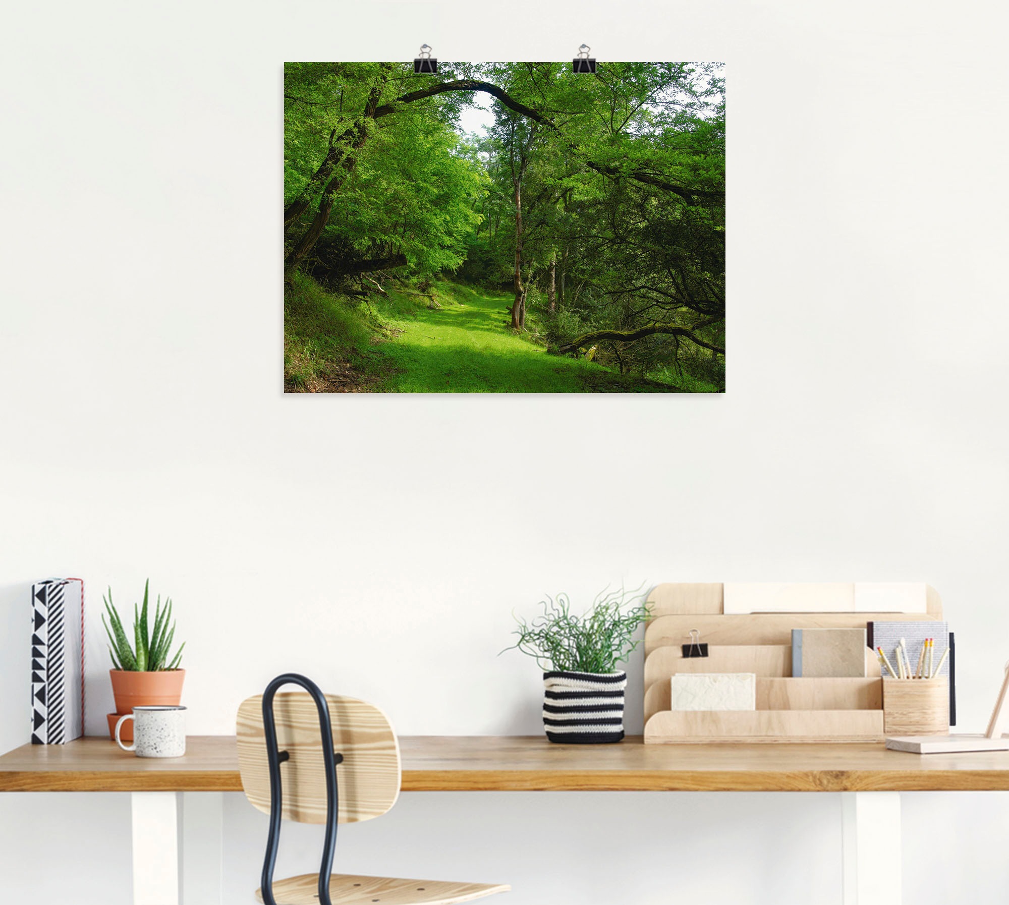 Artland Wandbild »Grüner Weg durch den Wald«, Wald, (1 St.), als Leinwandbild, Poster in verschied. Größen