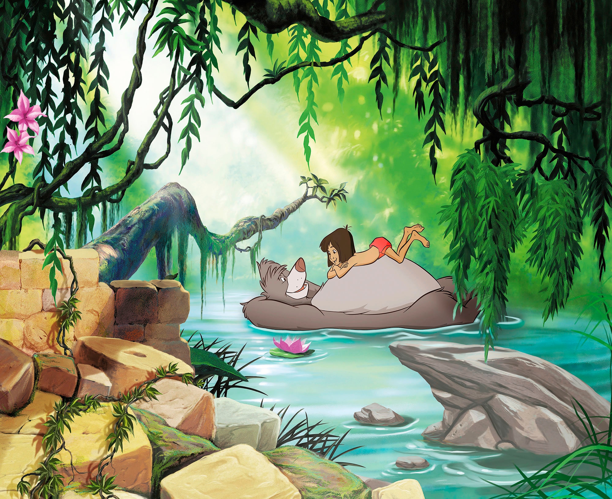 Komar Fototapete »Jungle book swimming with Baloo«, 368x254 cm (Breite x  Höhe), inklusive Kleister online kaufen | mit 3 Jahren XXL Garantie | Fototapeten