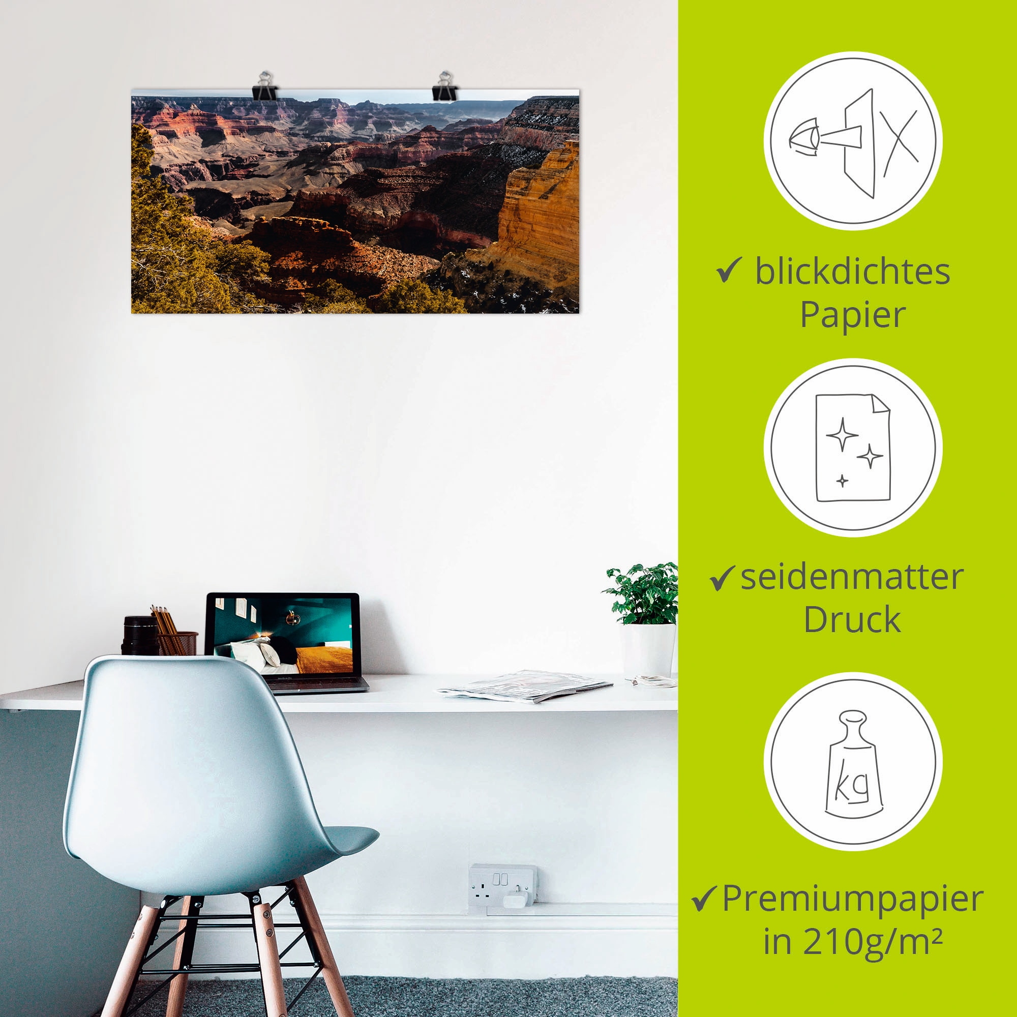 Artland Poster »Grand Canyon«, Felsen, (1 St.), als Alubild, Leinwandbild, Wandaufkleber oder Poster in versch. Größen