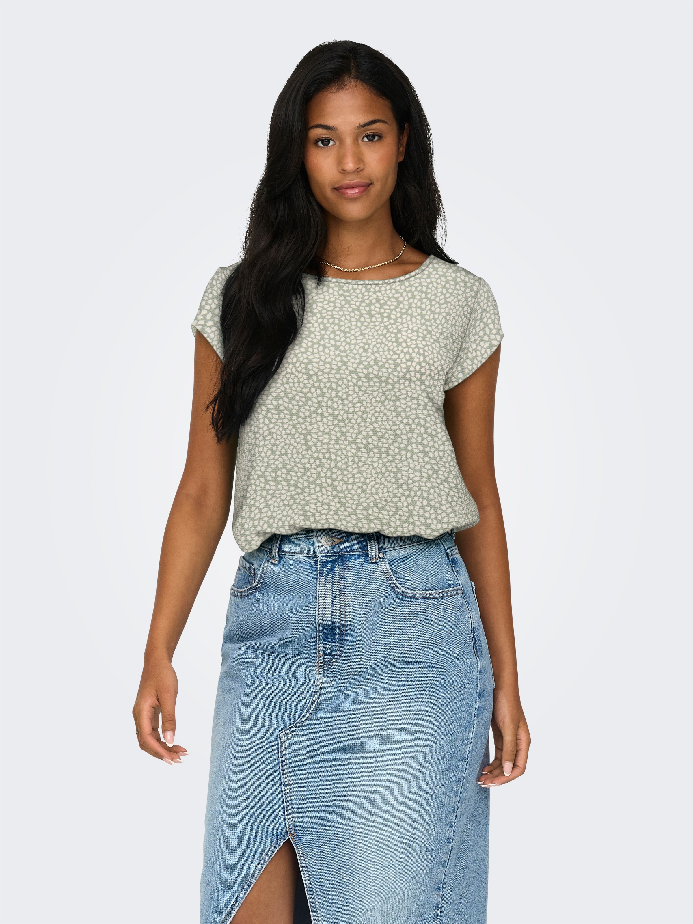 ONLY Shirtbluse »ONLVIC S/S AOP TOP NOOS PTM«, mit Allover Druck