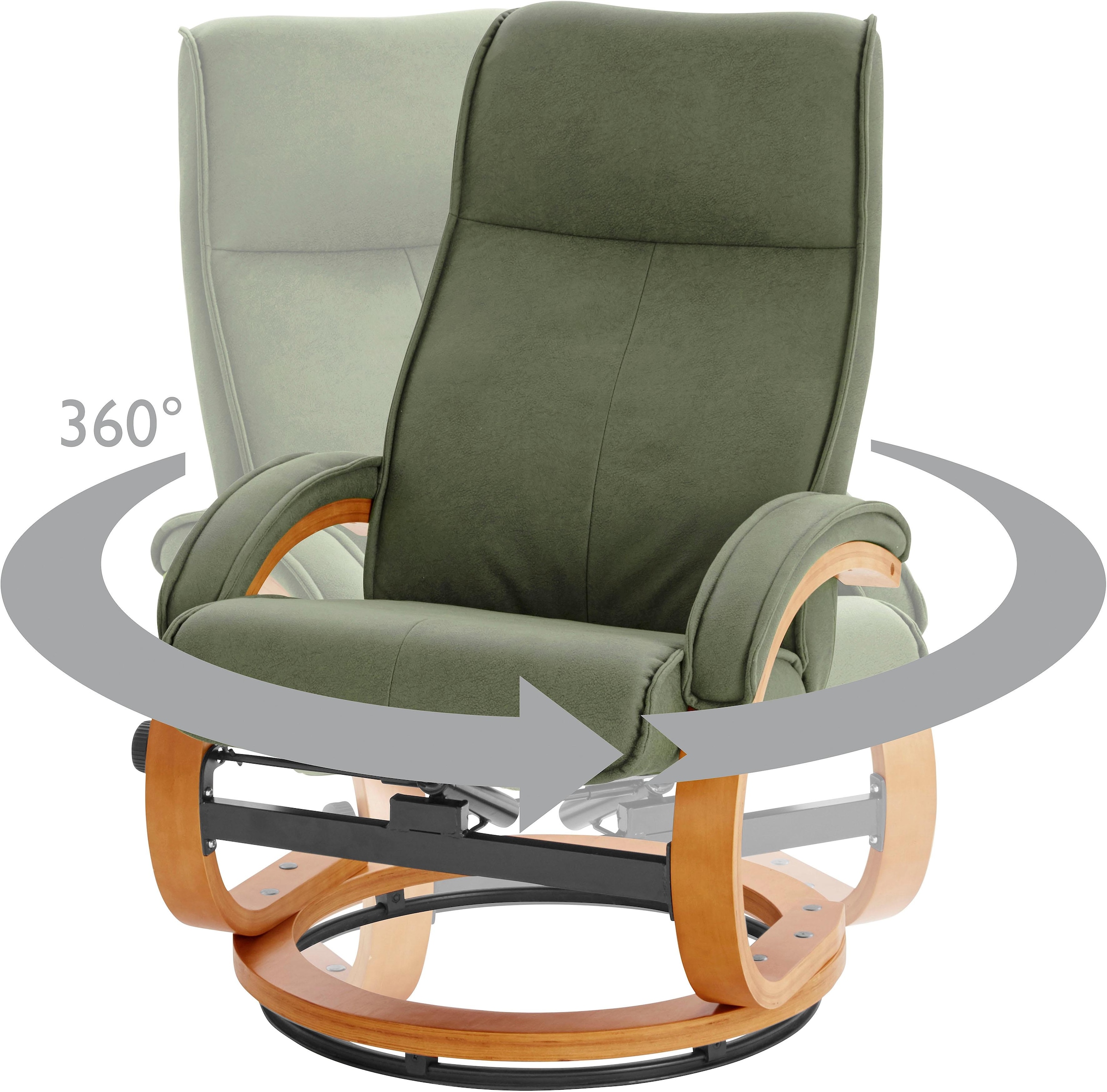INOSIGN Relaxsessel »Lille, TV-Sessel, Sessel mit Hocker, Wohnzimmer,«, Schlaffunktion, Luxus-Microfaser Bezug und Holzgestell, Sitzhöhe 46 cm