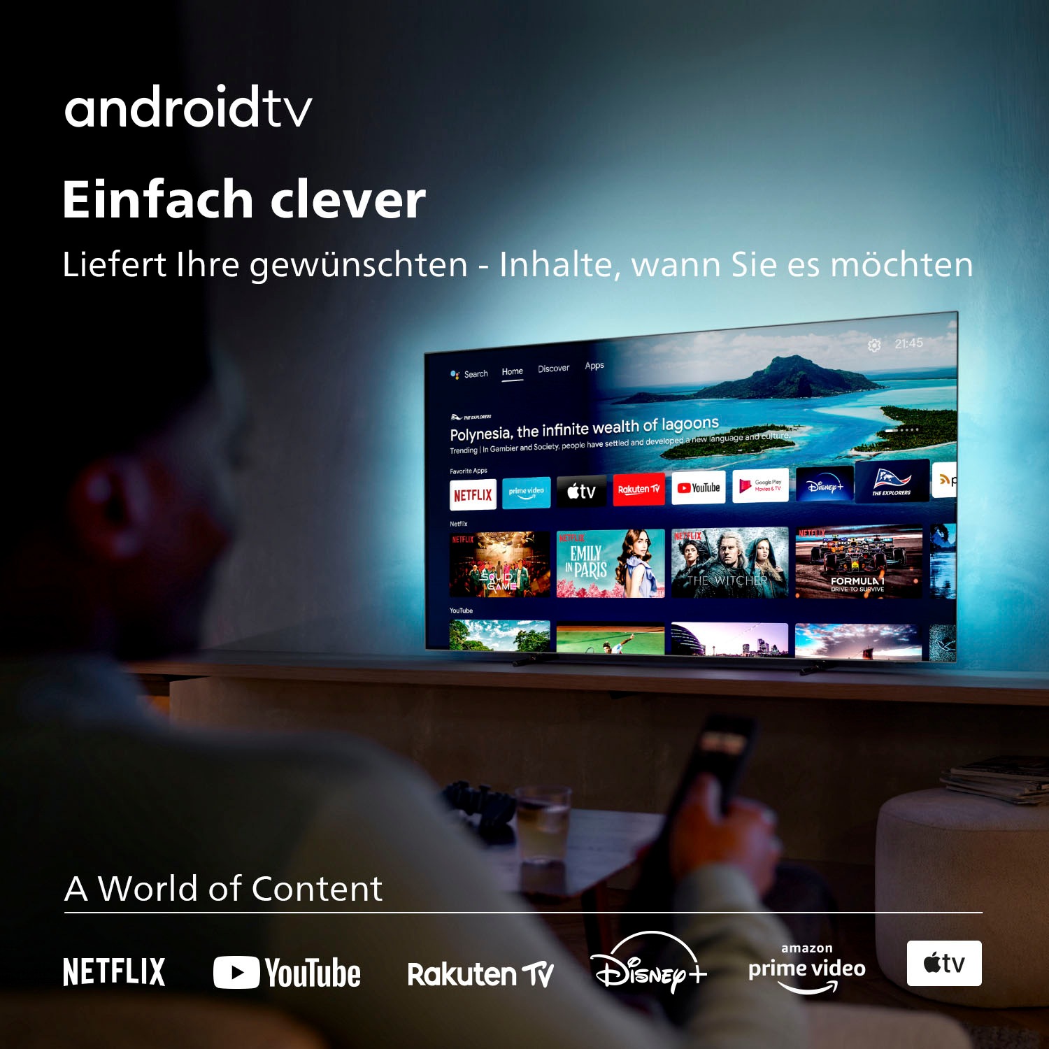 Philips OLED-Fernseher »48OLED707/12«, 121 cm/48 TV-Smart-TV, 3 | HD, Zoll, UNIVERSAL Jahre Ambilight ➥ 3-seitiges Ultra Android Garantie 4K XXL