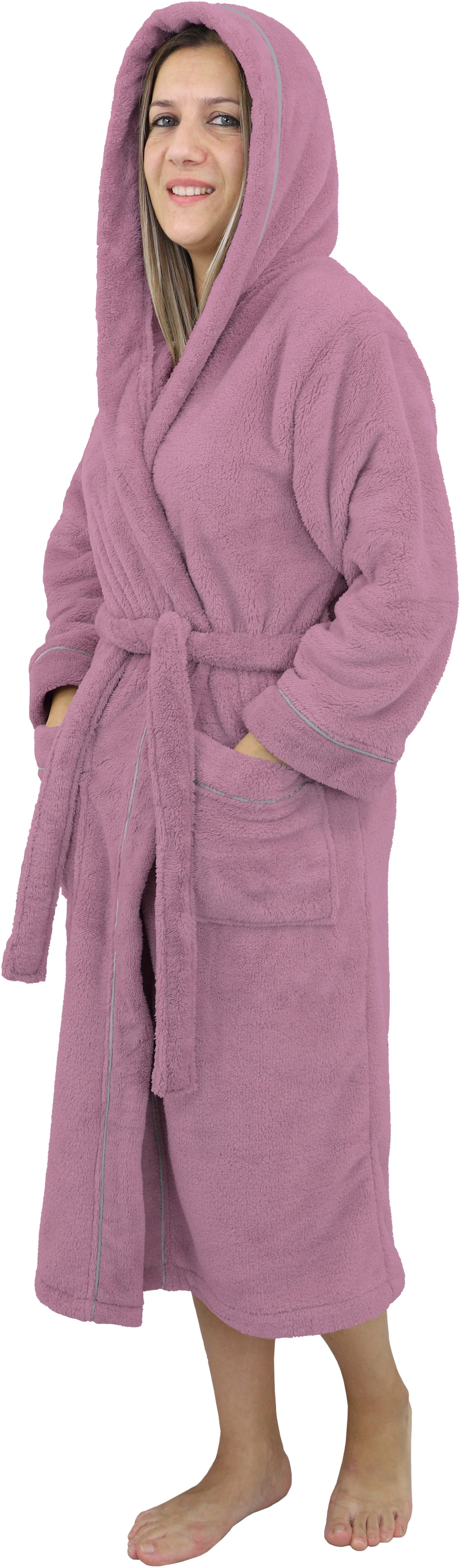 my home Unisex-Bademantel »Lillou, ideal für Sauna & Spa, Hotelbademantel, Morgenmantel«, (1 St.), kuschelig weicher Fleece, für Damen und Herren, XS-3XL