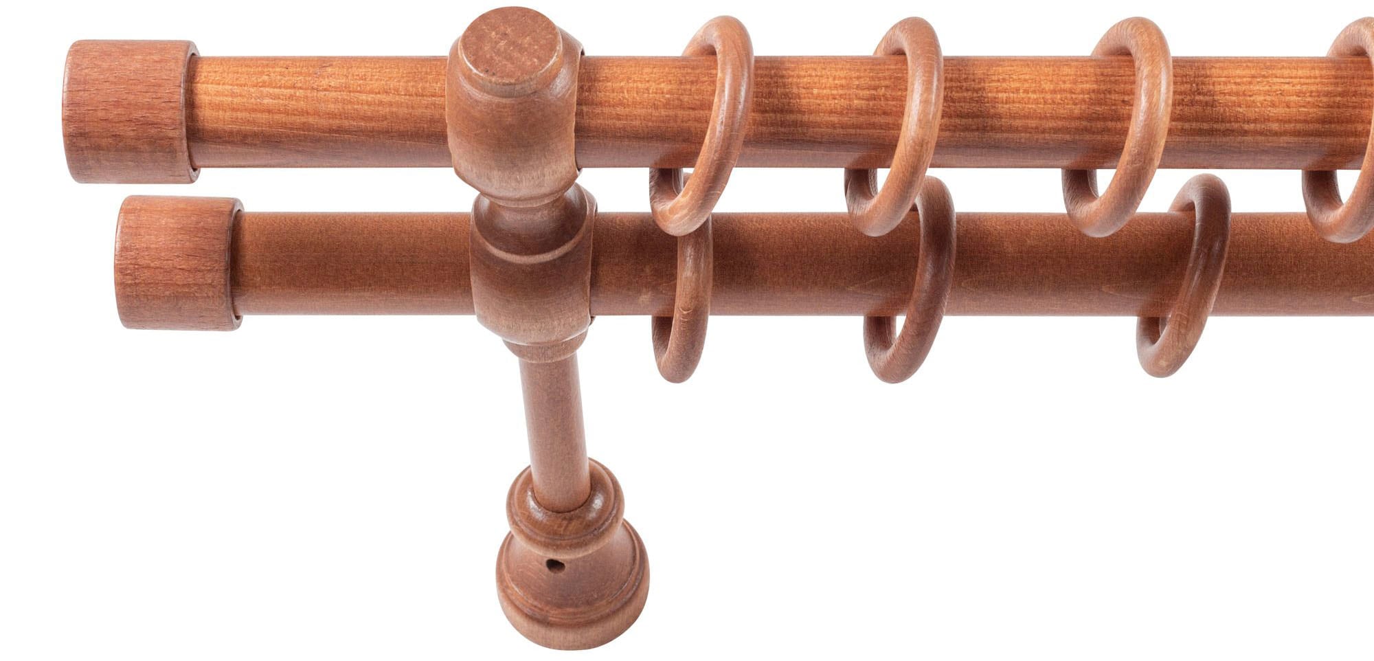 SN DECO GROUP Gardinenstange »Cafiro« 2 läufig-läufig Fixmaß 28 mm, Holz, verschiedene Längen und Farben, Komplettset