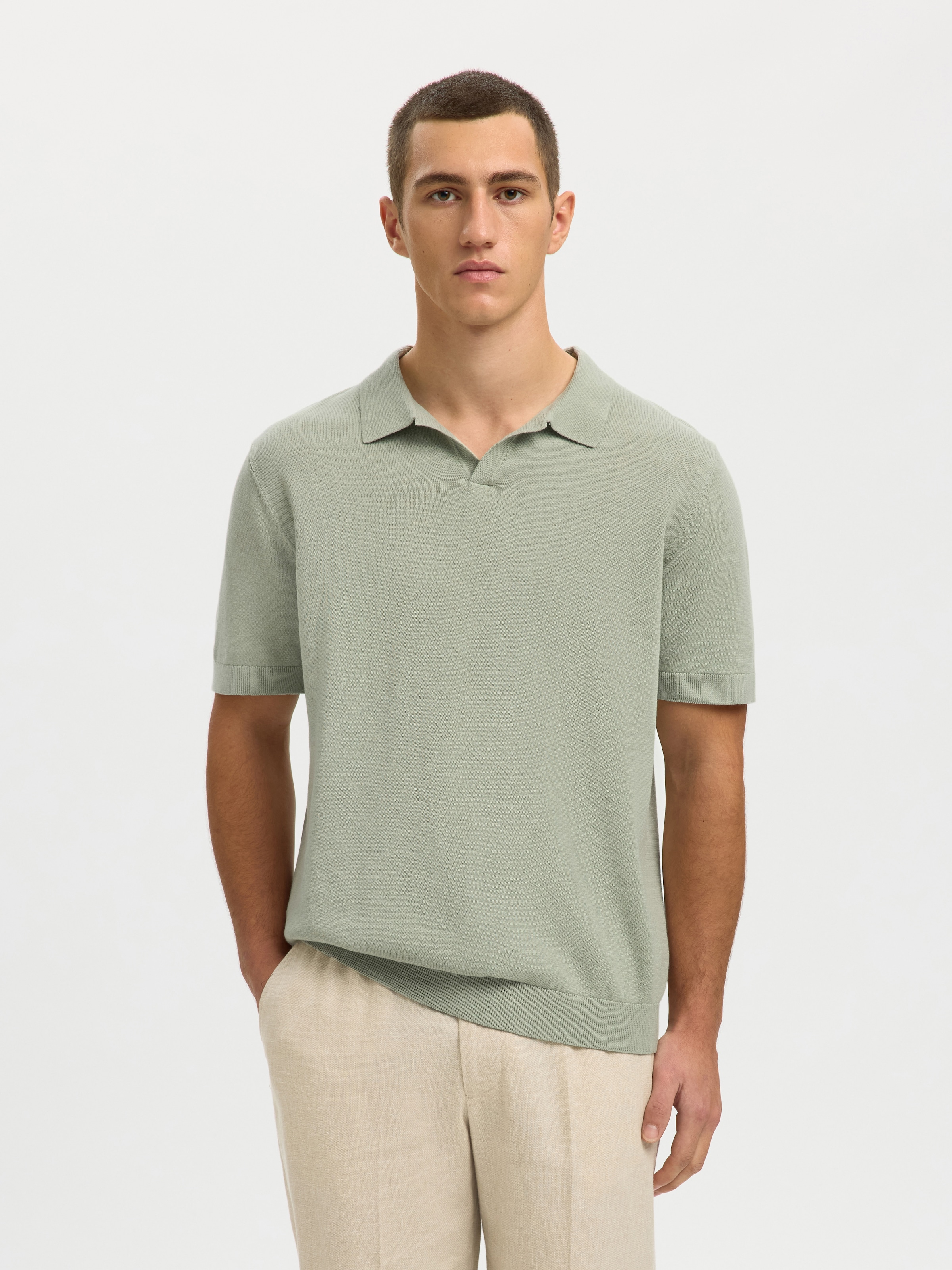 SELECTED Poloshirt »SLHMATTIS SS KNIT SUN OPEN POLO NOOS«
