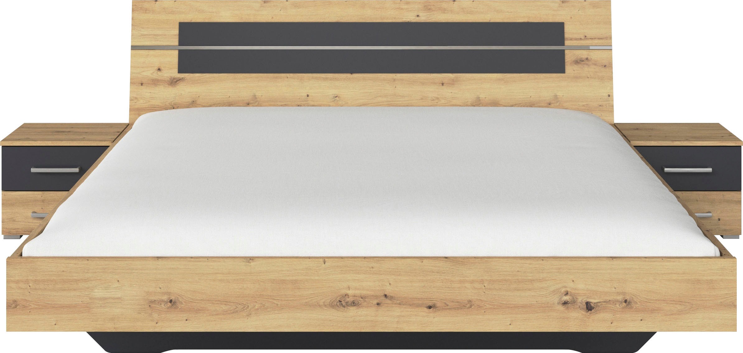 rauch Bettanlage »Doppelbett Futonbett BURANO in schwebender Optik« Set, 3 Stk. tlg. und abgesetztem Kopfteil mit 2 Nachttischen MADE IN GERMANY