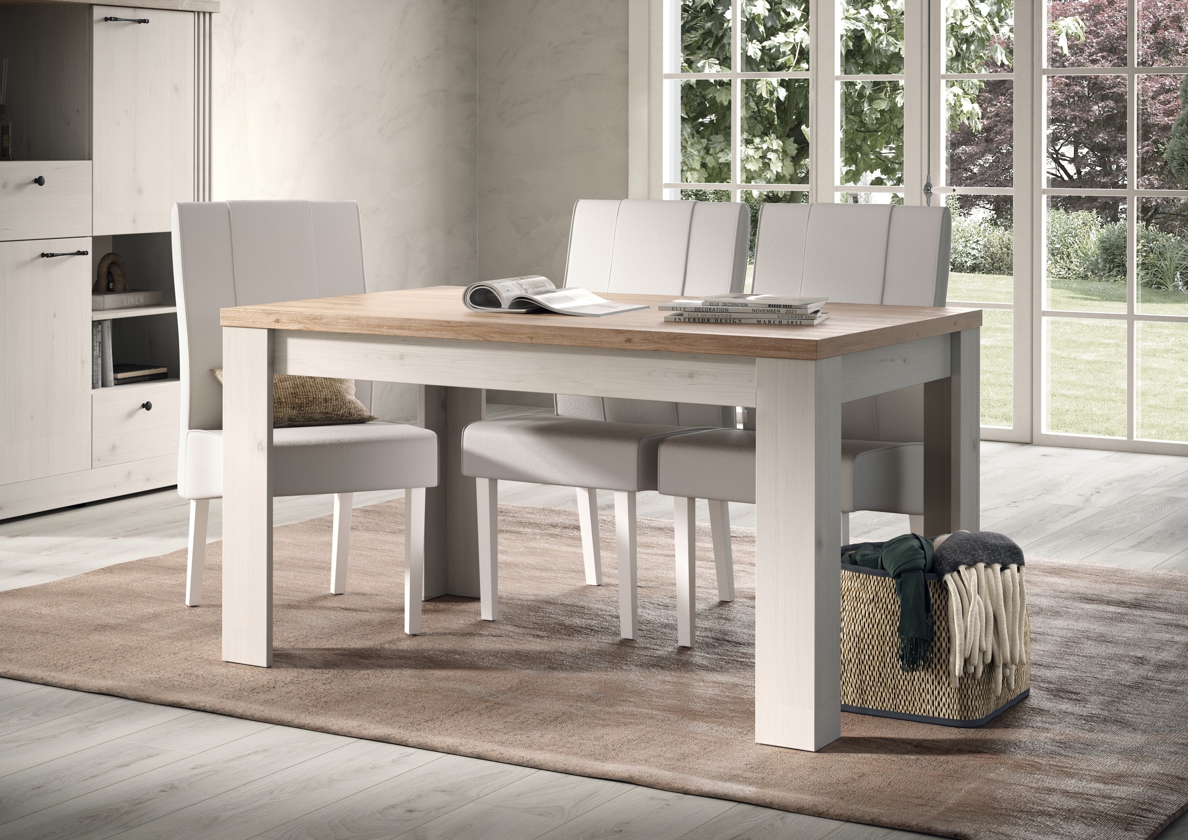 Home affaire Esstisch »Country 137 x 90 cm, Küchentisch, Esszimmertisch,«, zweifarbig, rechteckig, Esstisch ausziehbar, erweiterbar auf 185 cm