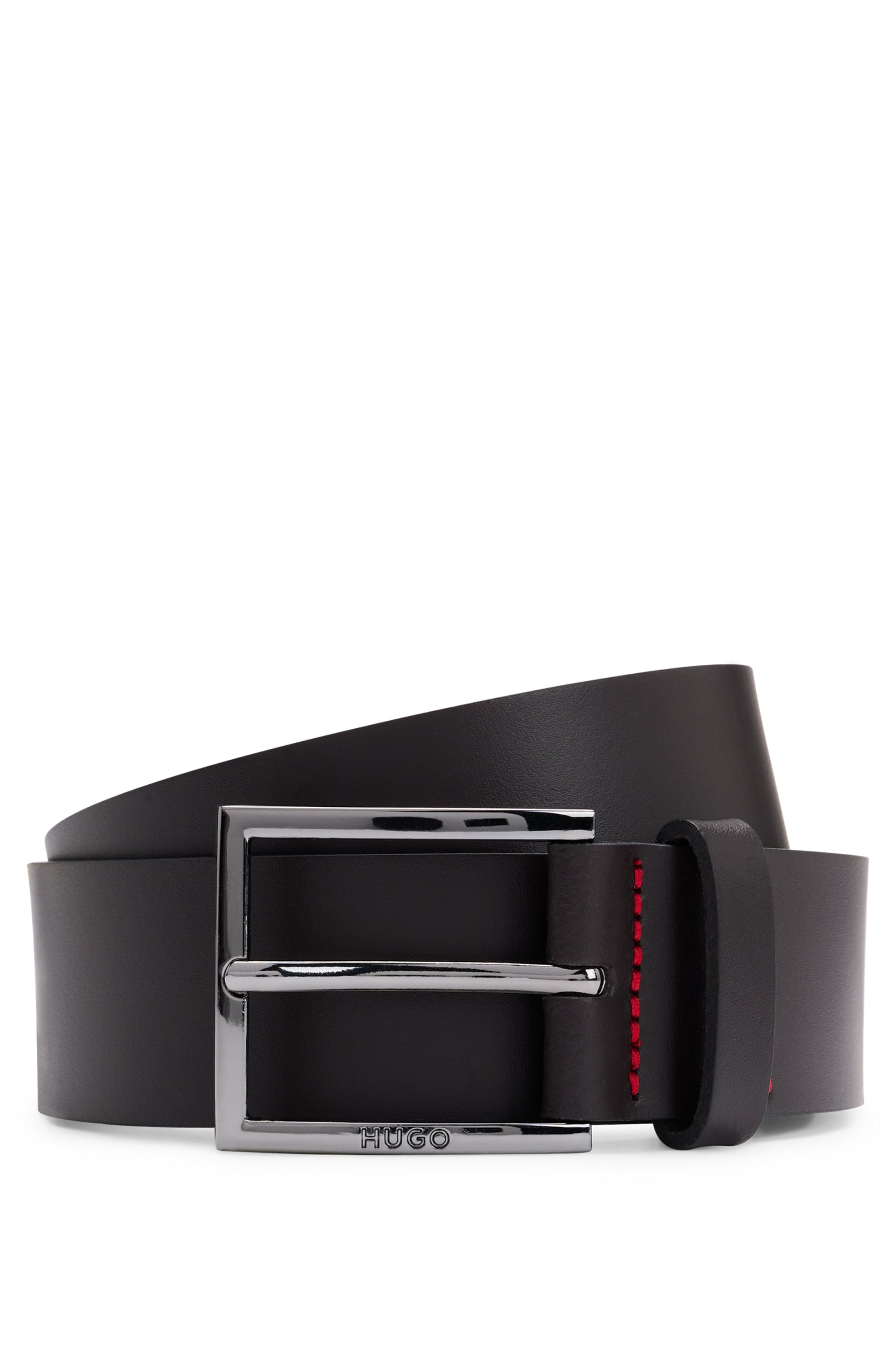 HUGO Ledergürtel »Geek_Sz35« mit kontrastfarbenen Nähten und dezenter Metallschliesse