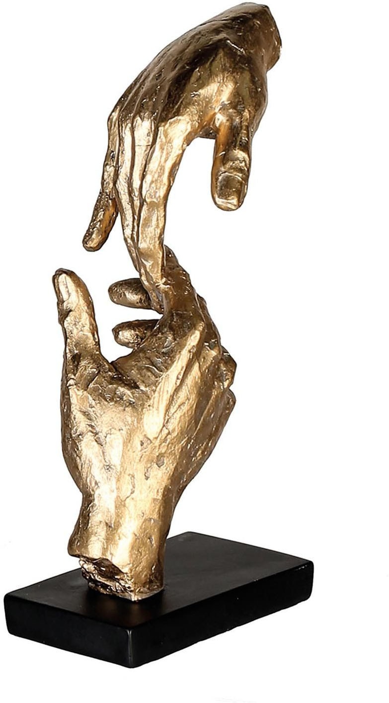 Casablanca by Gilde Dekofigur »Skulptur Two Hands, gold/schwarz« Dekoobjekt, Höhe 29, Hände, mit Spruchanhänger, Wohnzimmer
