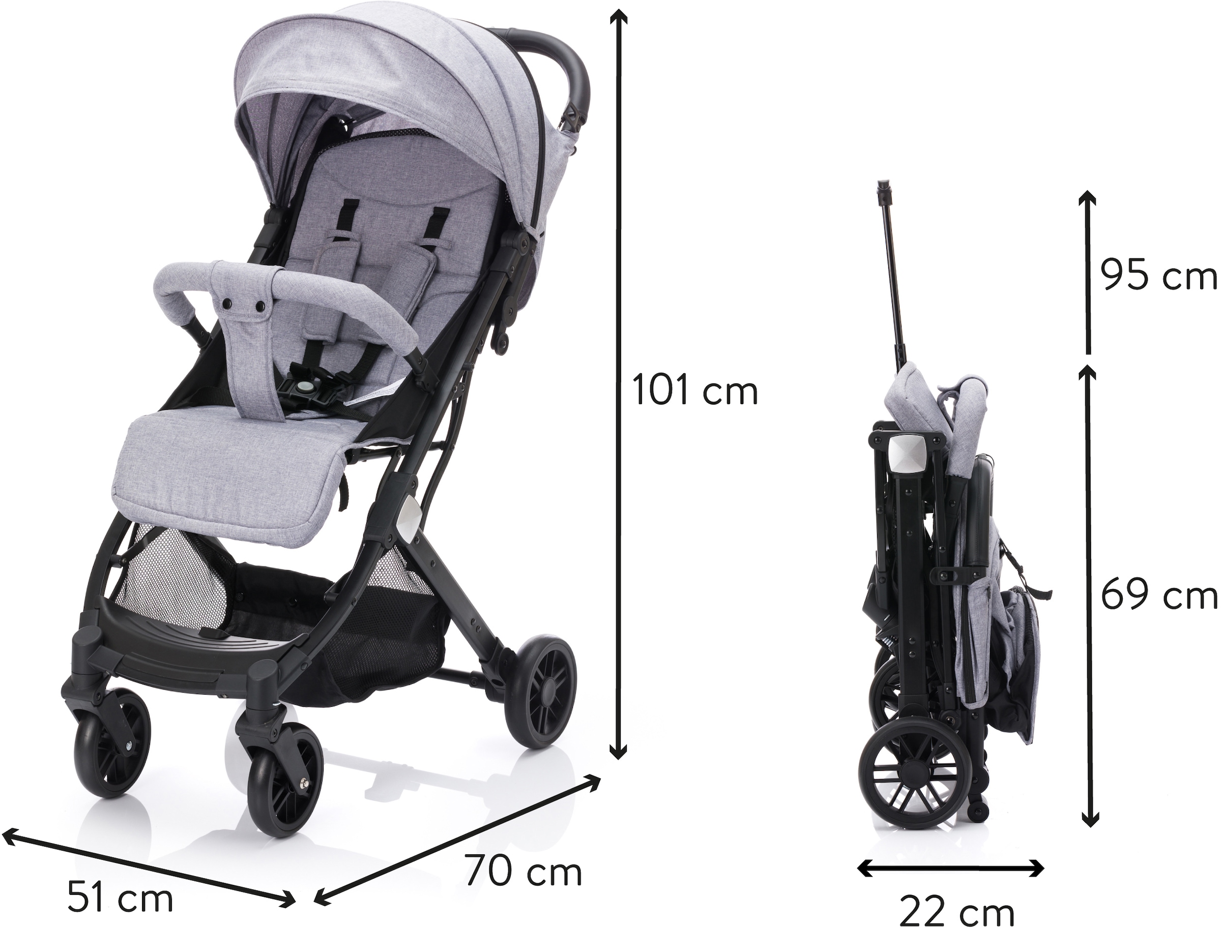 Fillikid Sport-Kinderwagen »Styler, hellgrau melange«, mit Trolleygriff