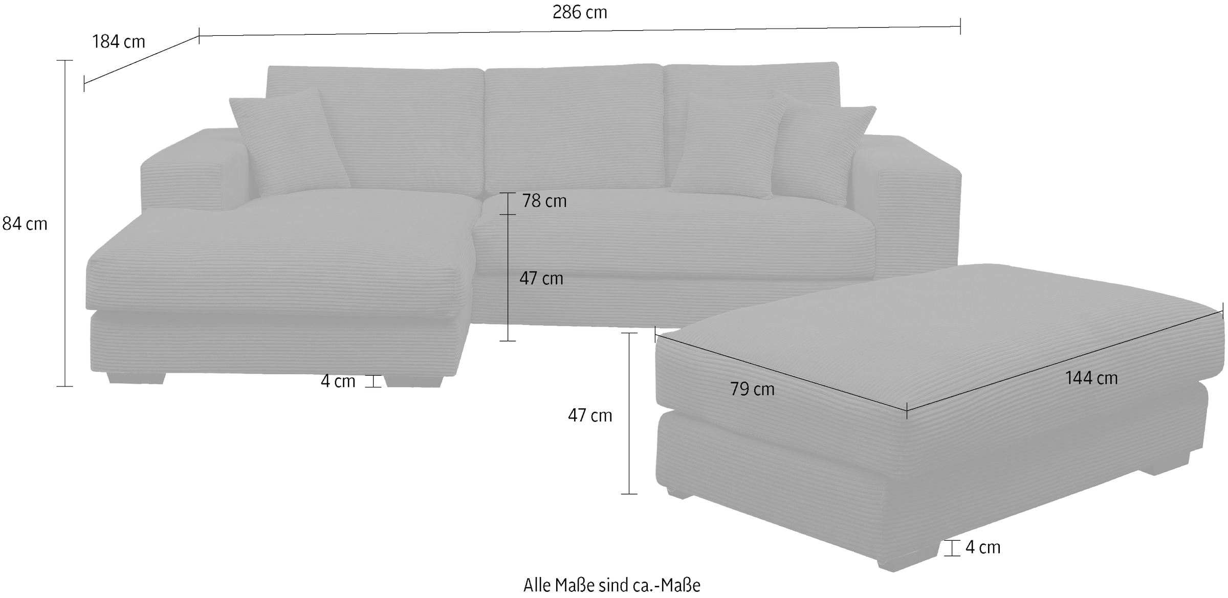 WERK2 Ecksofa »Eden« mit Polsterhocker