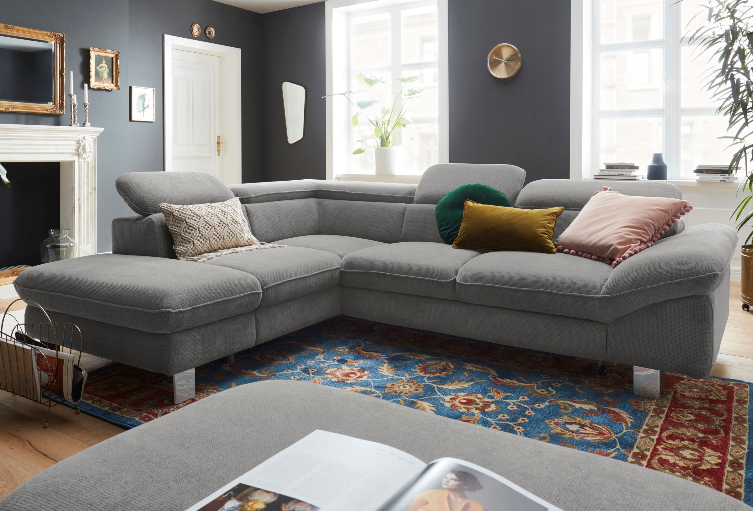 COTTA Polstergarnitur »Driver L-Form«, (Set, 2 tlg.), Set bestehend aus: Ecksofa mit Kopfteilverstellung & Hocker