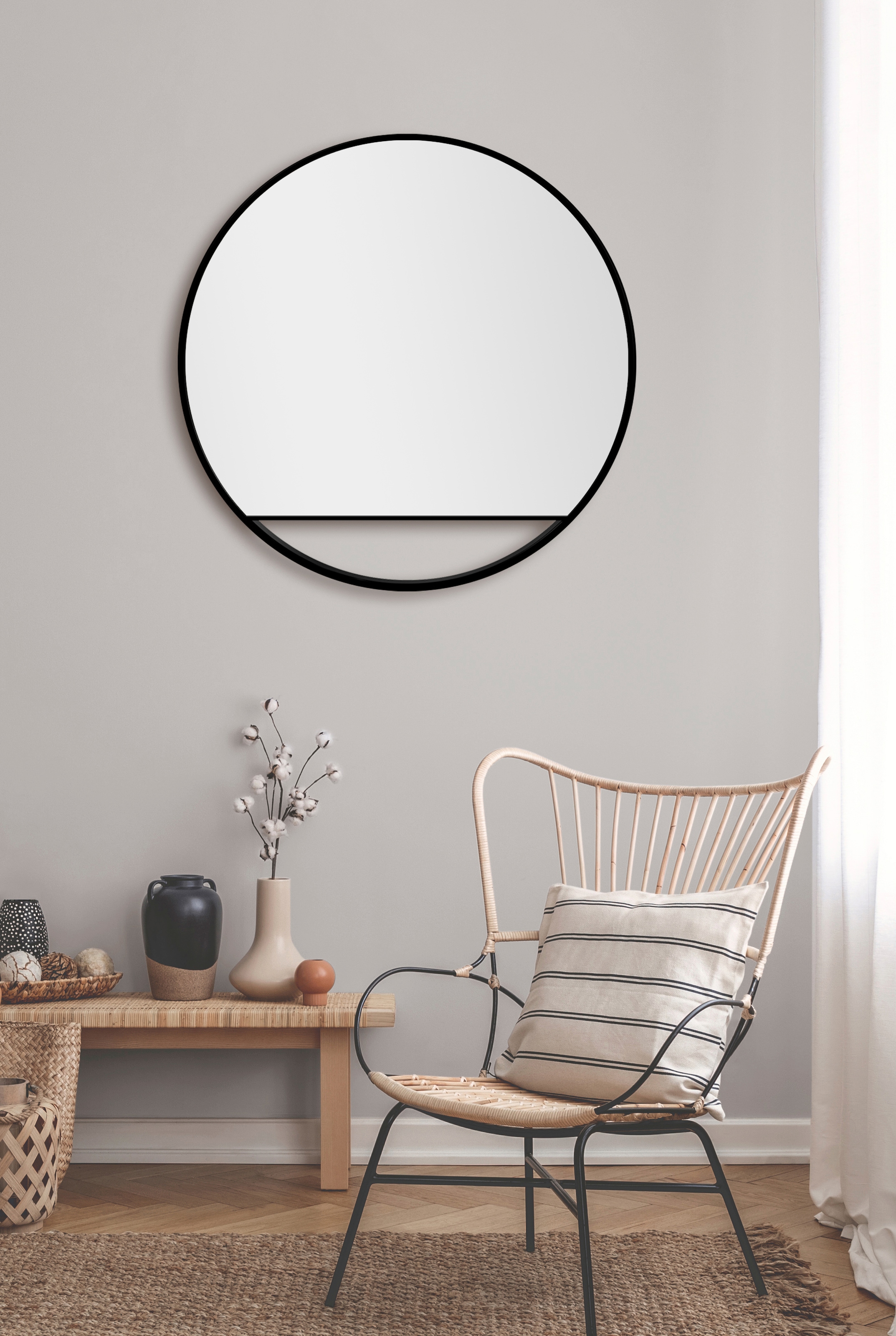 Ø mit 80 Aluminiumrahmen, | online Talos XXL cm 3 mit Jahren Wandspiegel, runder dekorativer Garantie Spiegel kaufen