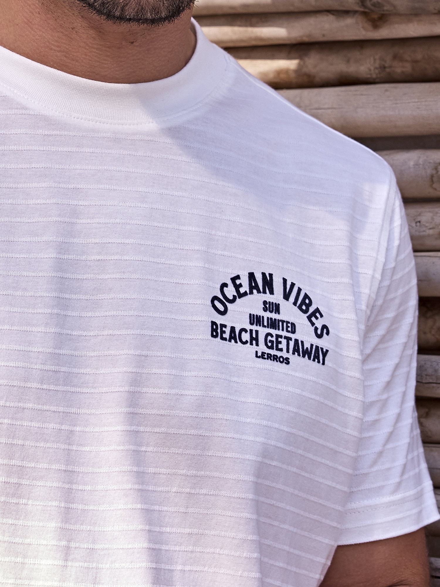 LERROS T-Shirt »Gestreiftes T-Shirt mit Front und Backprint«