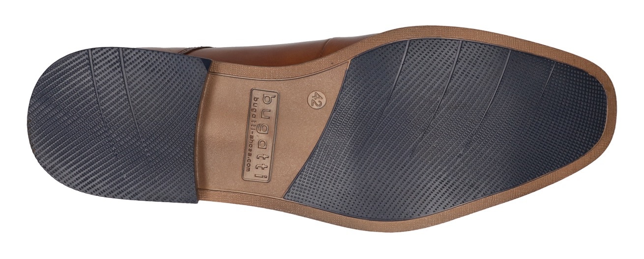 bugatti Schnürschuh  Anzugschuh, Business Schuh mit Logoschriftzug mit feinem Blockabsatz